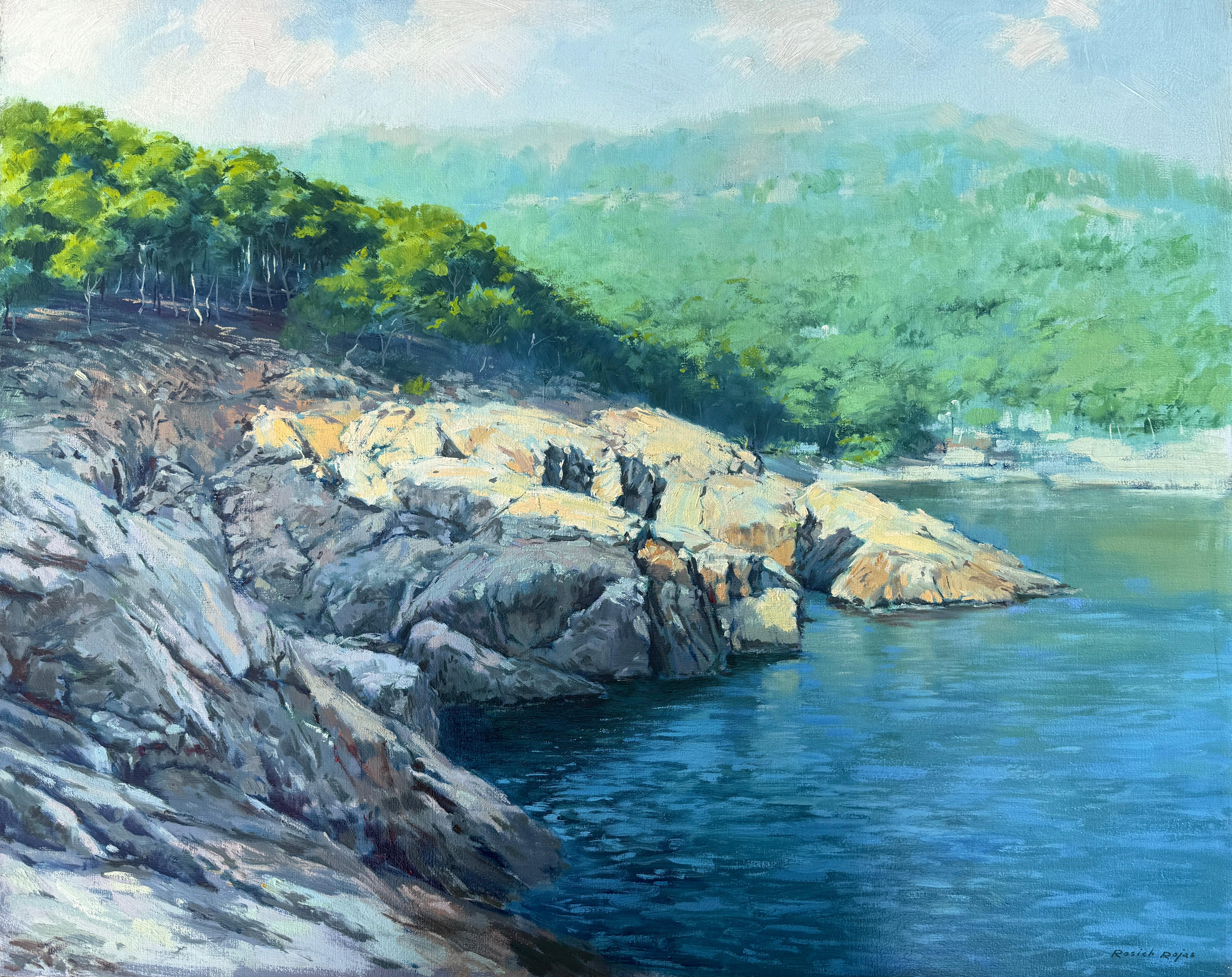 Mediterranean Coastal Landscape Oil Painting, Costa Brava Begur Seascape Spain
