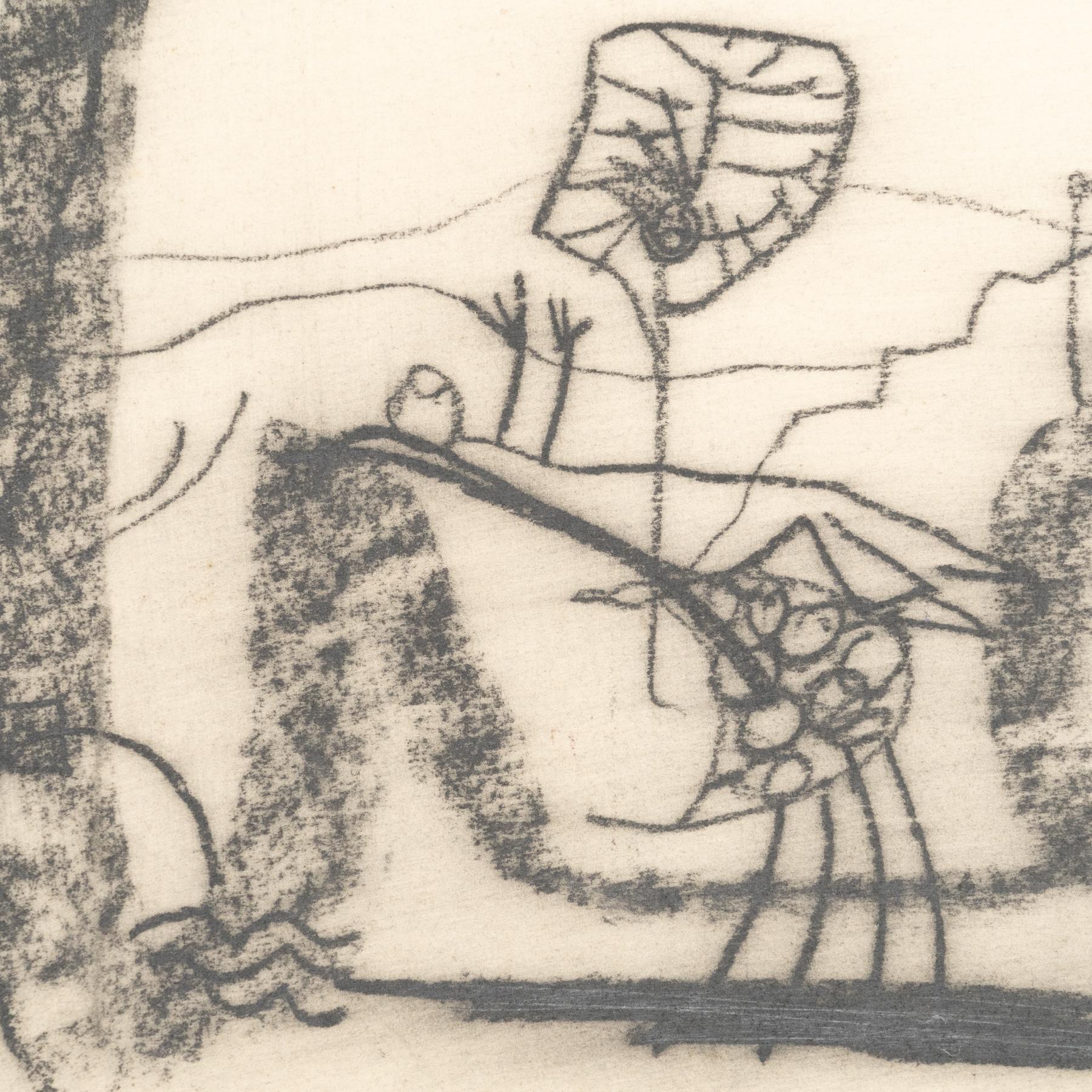 Late 20th Century Jordi Samso 'Prades' Drawing, 1990 For Sale