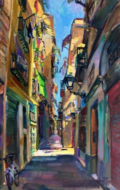 BARCELONA STREET- original acrylic canvas painting