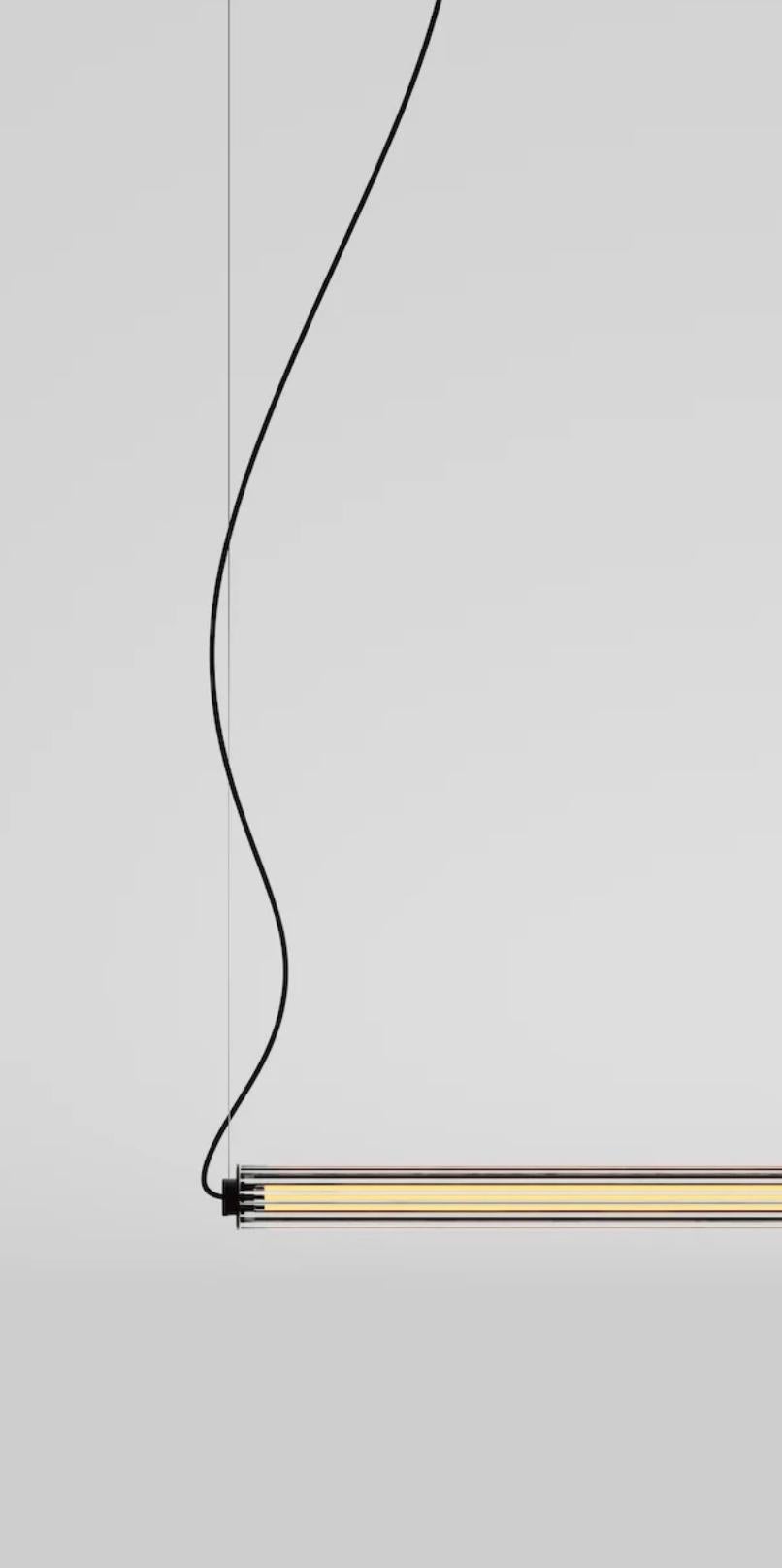 Metallo Jordi Veciana B 15 T H GR Lampada a sospensione in vetro trasparente per Parachilna in vendita