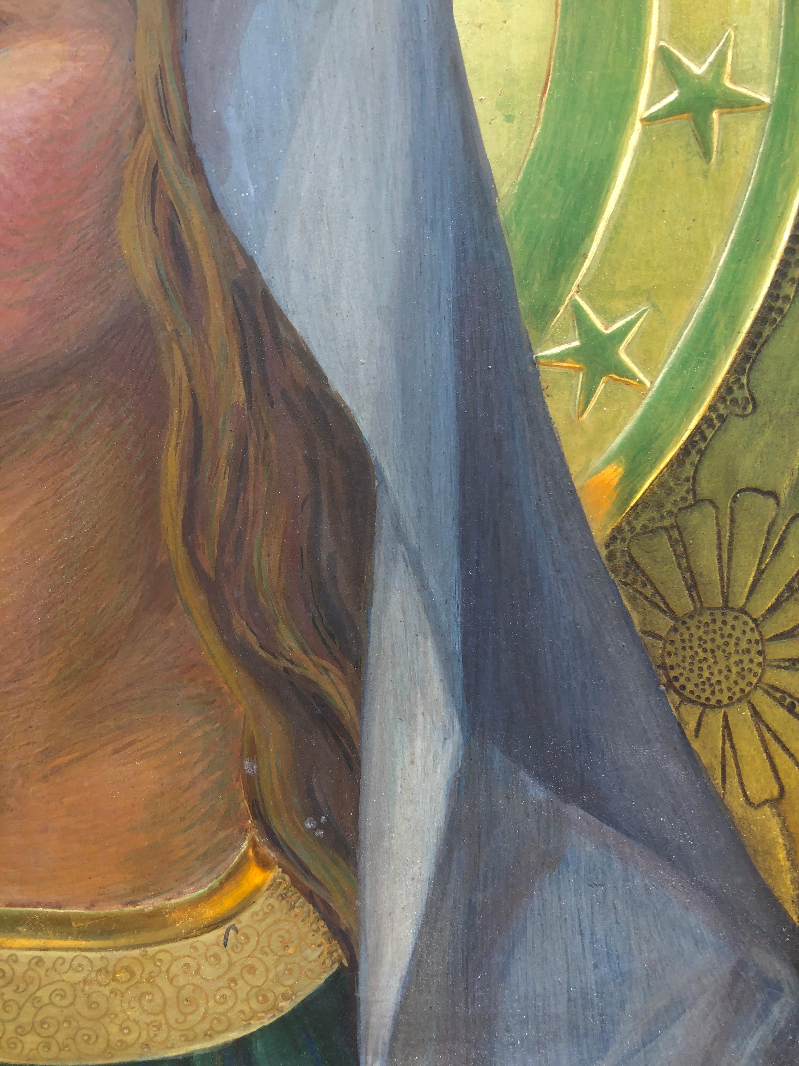 Vierge Marie peinture à la détrempe retable religieux en vente 2