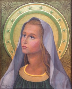 Virgin Mary tempera painting religious altarpiece