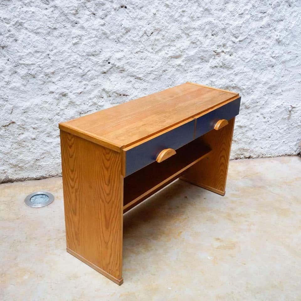 Spanish Jordi Vilanova Desk and Stool Set in Wood, circa 1960 For Sale