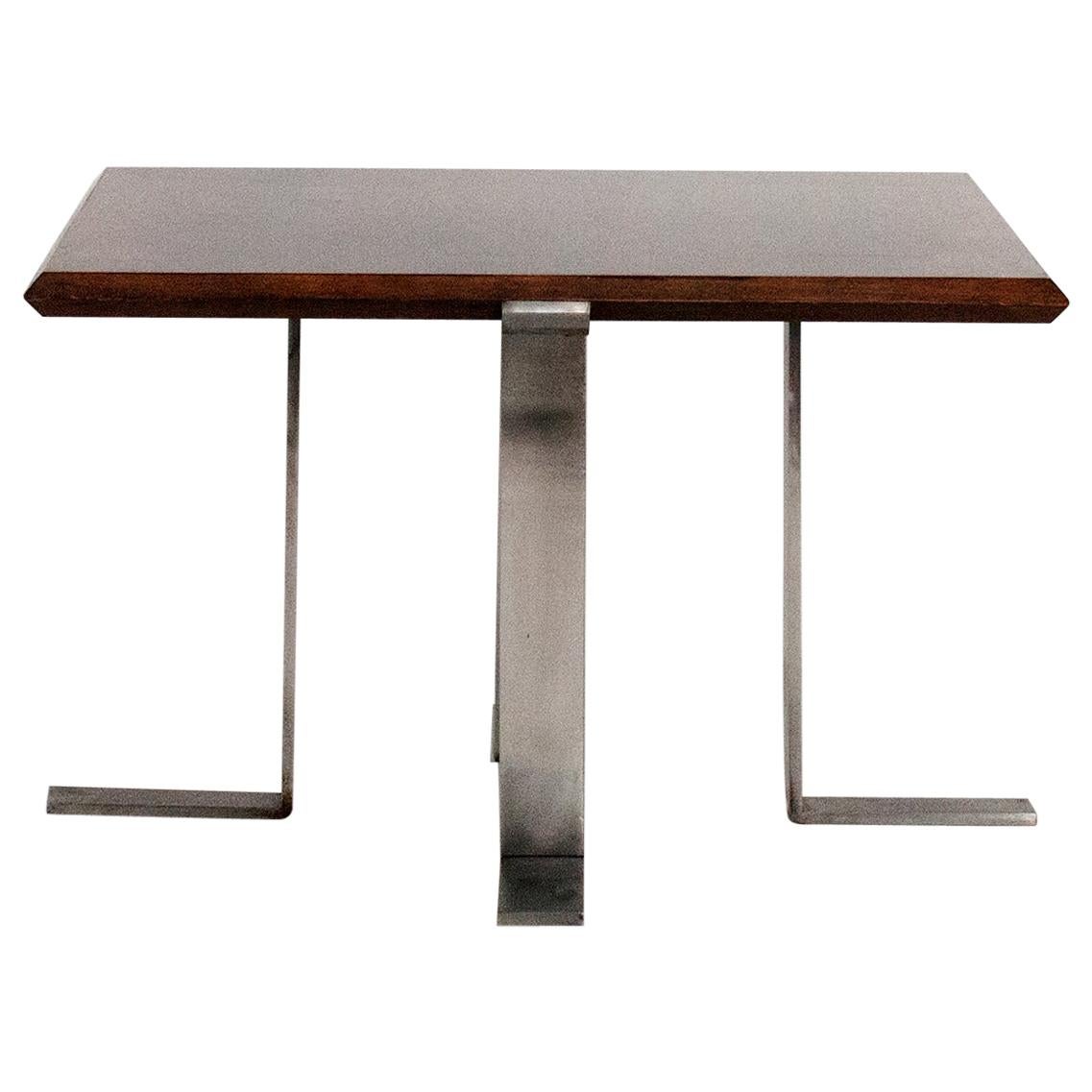 Jordi Vilanova Midcentury, Square Side Table, Walnut and Nickel-Plated Feet