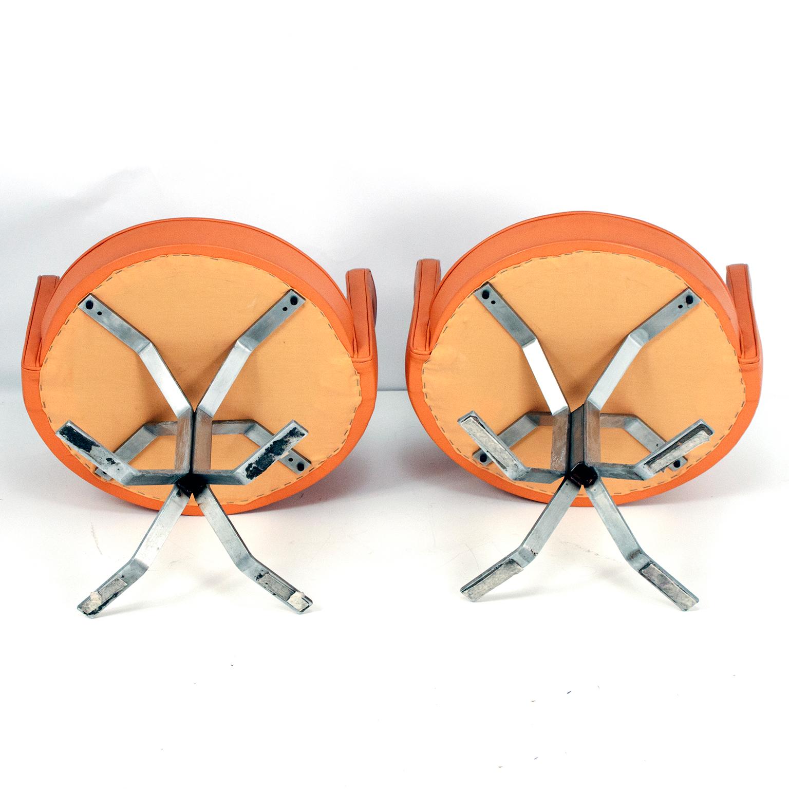 Late 20th Century Jordi Vilanova pair of Midcentury Orange Leather Chairs, 1970s