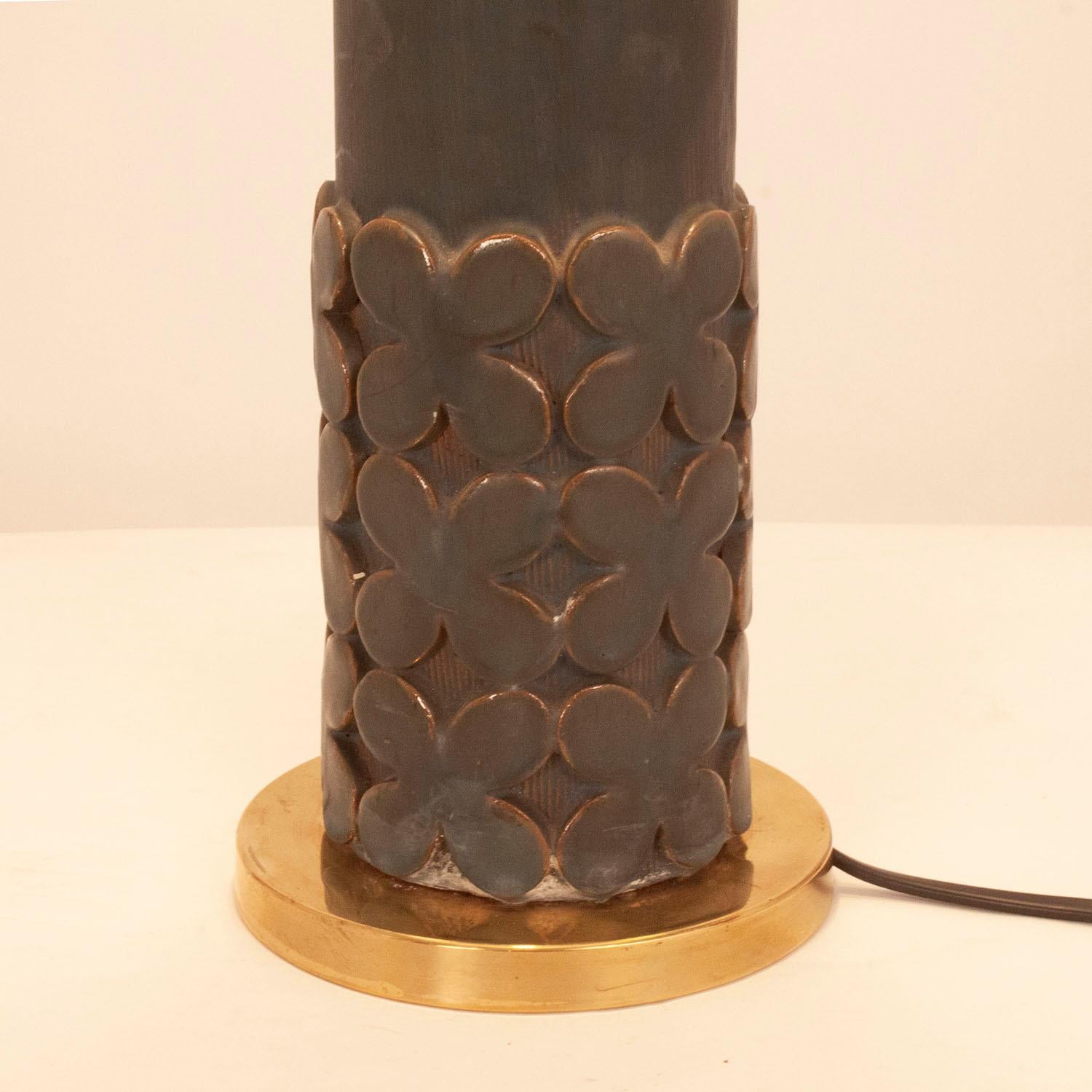 Spanish Jordi Vilanova Table Lamp, Brass and Ceramic, Spain 1970s, Dark Green