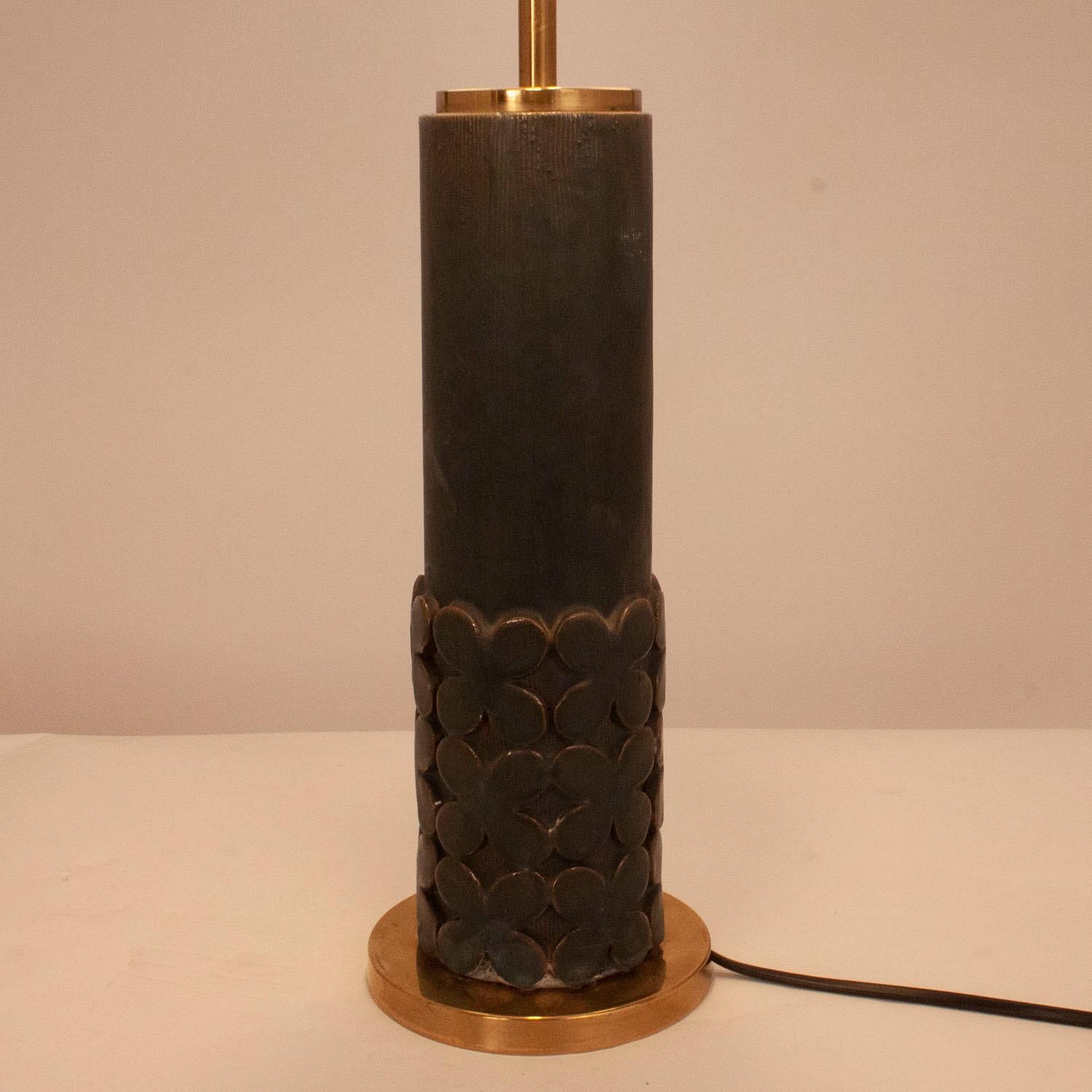 Late 20th Century Jordi Vilanova Table Lamp, Brass and Ceramic, Spain 1970s, Dark Green