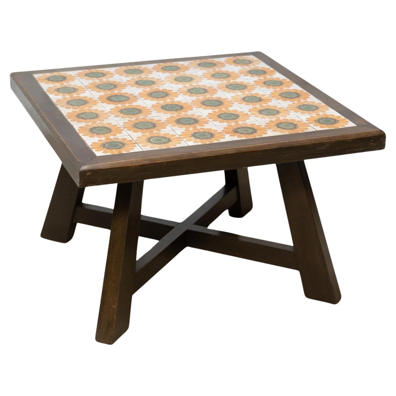 Jordi Vilanova Wood and Ceramic Coffee Table: Spanish Mid-century Masterpiece For Sale
