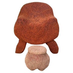 Jordyn Rachel Gardiner "Udder" Armchair & Stool - In Crochet Cotton Yarn