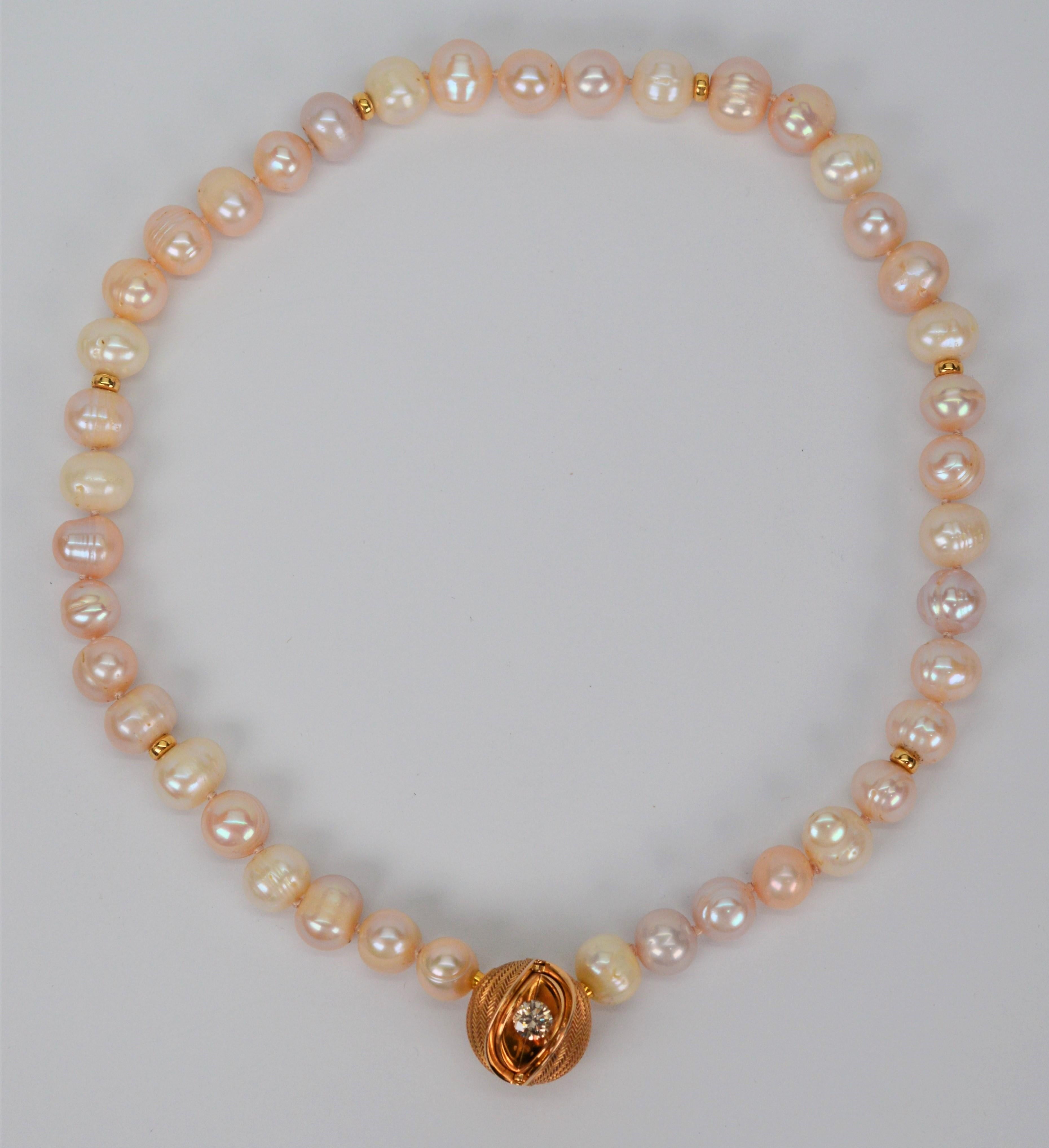 Jorg Heinz 18 Karat Gold Diamond Pearl Mystery Sphere Magic Pendant Necklace For Sale 3