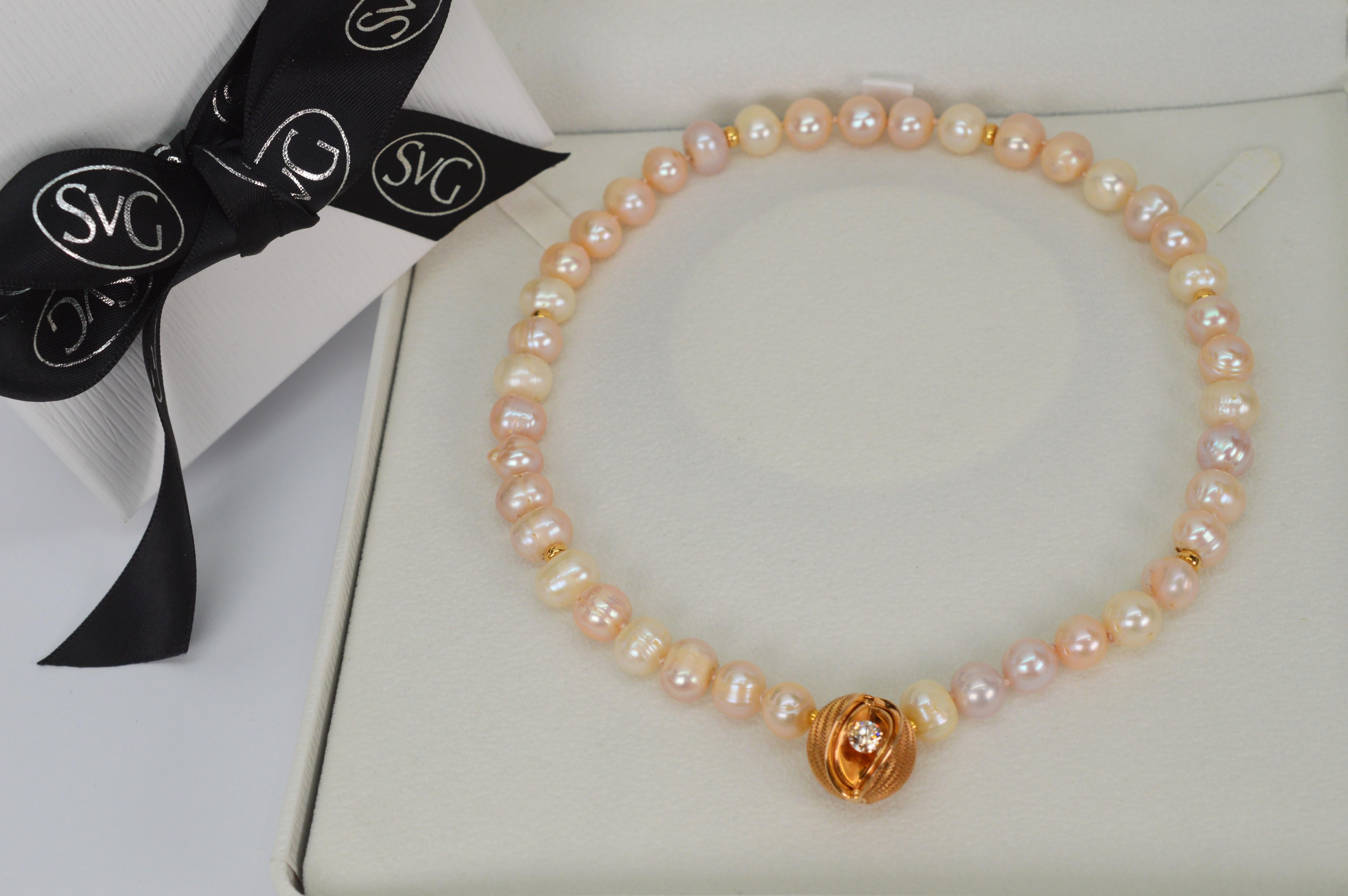 Jorg Heinz 18 Karat Gold Diamond Pearl Mystery Sphere Magic Pendant Necklace For Sale 8