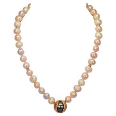 Jorg Heinz 18 Karat Gold Diamond Pearl Mystery Sphere Magic Pendant Necklace
