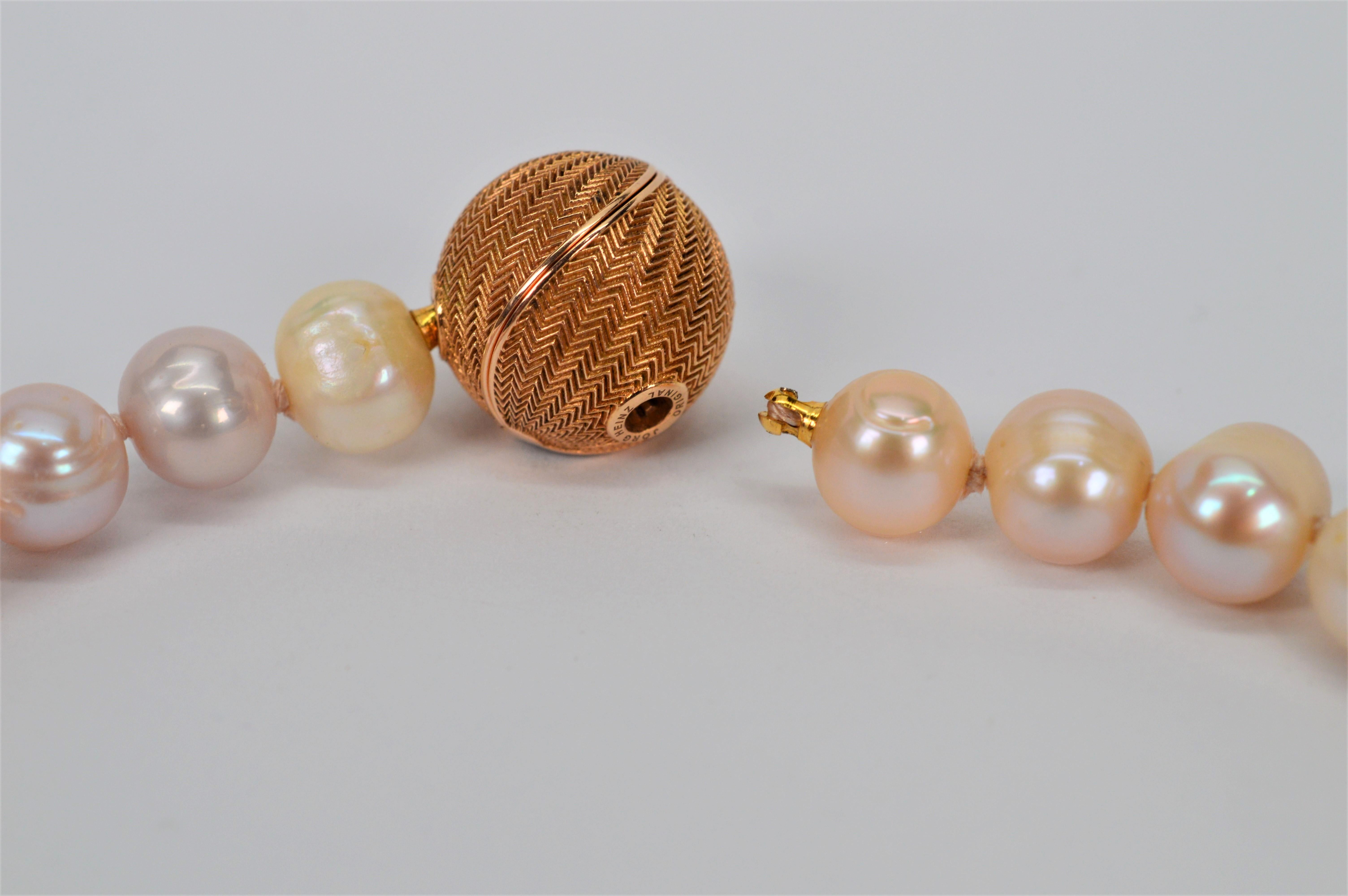Women's Jorg Heinz 18 Karat Gold Diamond Pearl Mystery Sphere Magic Pendant Necklace For Sale