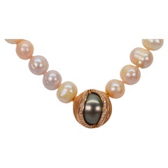 Jorg Heinz Collar Mágico Colgante Esfera Misteriosa Diamante Perla Oro 18 Kilates