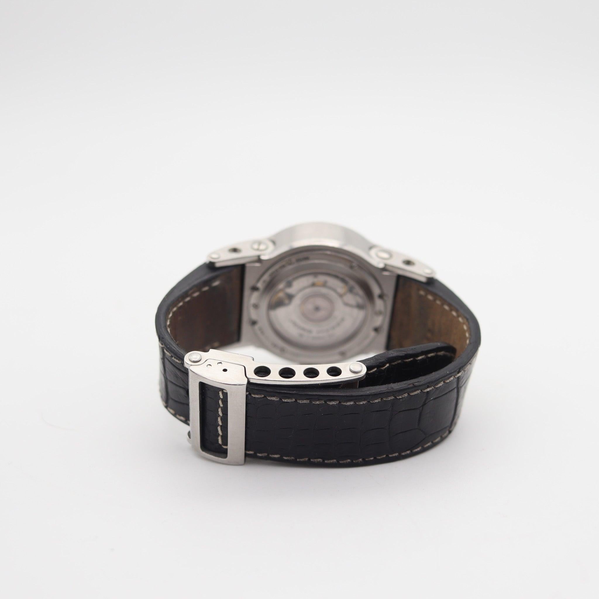 JORG Hysek Automatic AN03 Orologio da polso nero in acciaio inossidabile e diamanti da 4,40 ctw In condizioni ottime in vendita a Miami, FL