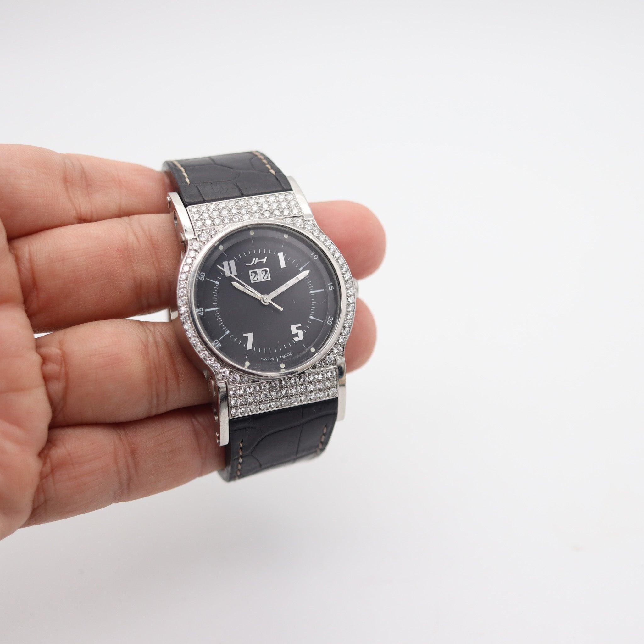 JORG Hysek Automatic AN03 Orologio da polso nero in acciaio inossidabile e diamanti da 4,40 ctw in vendita 2
