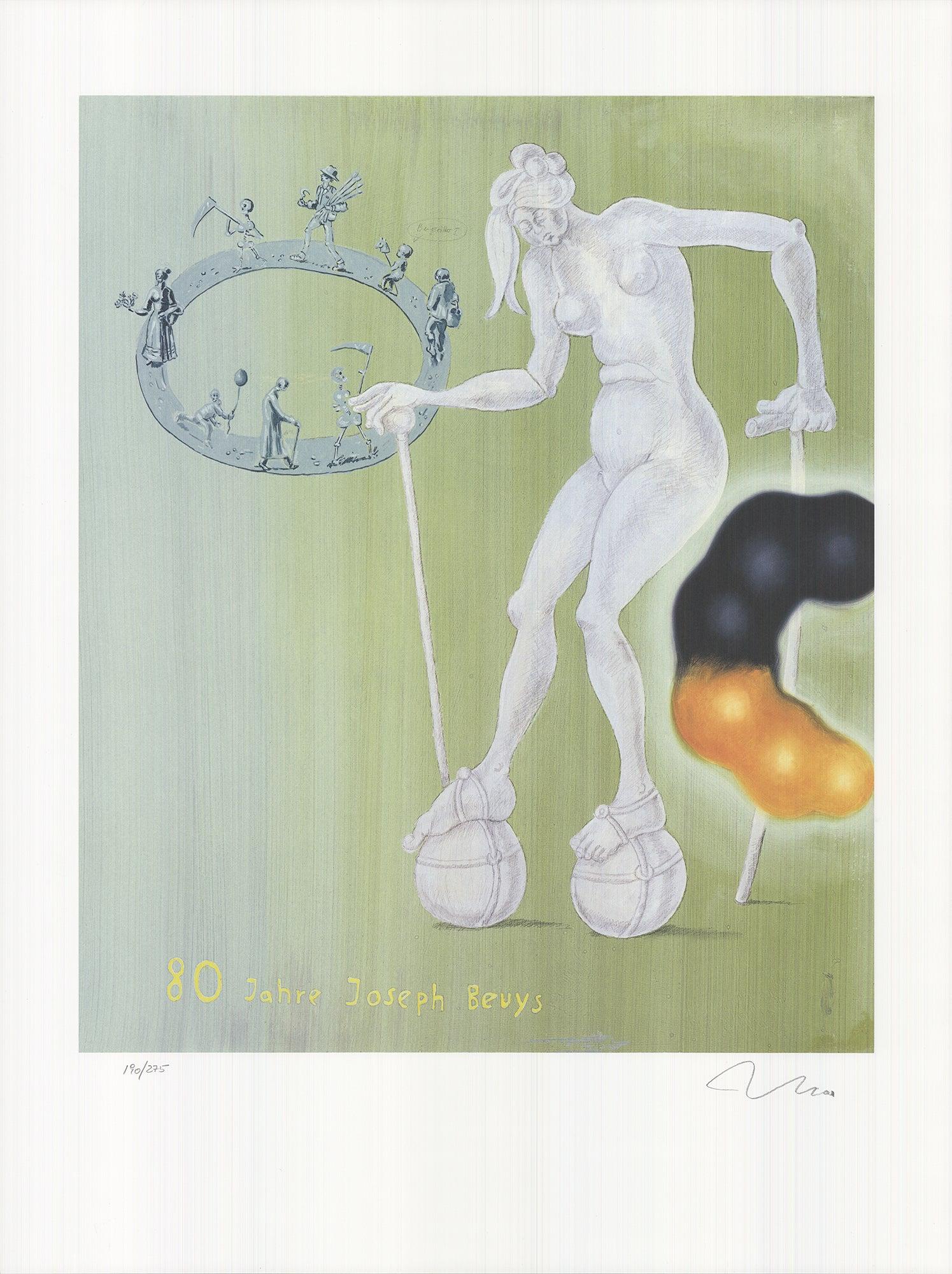 Jorg Immendorf- '80 Years Joseph Bueys' - Hand  Signed - Print by Jörg Immendorf