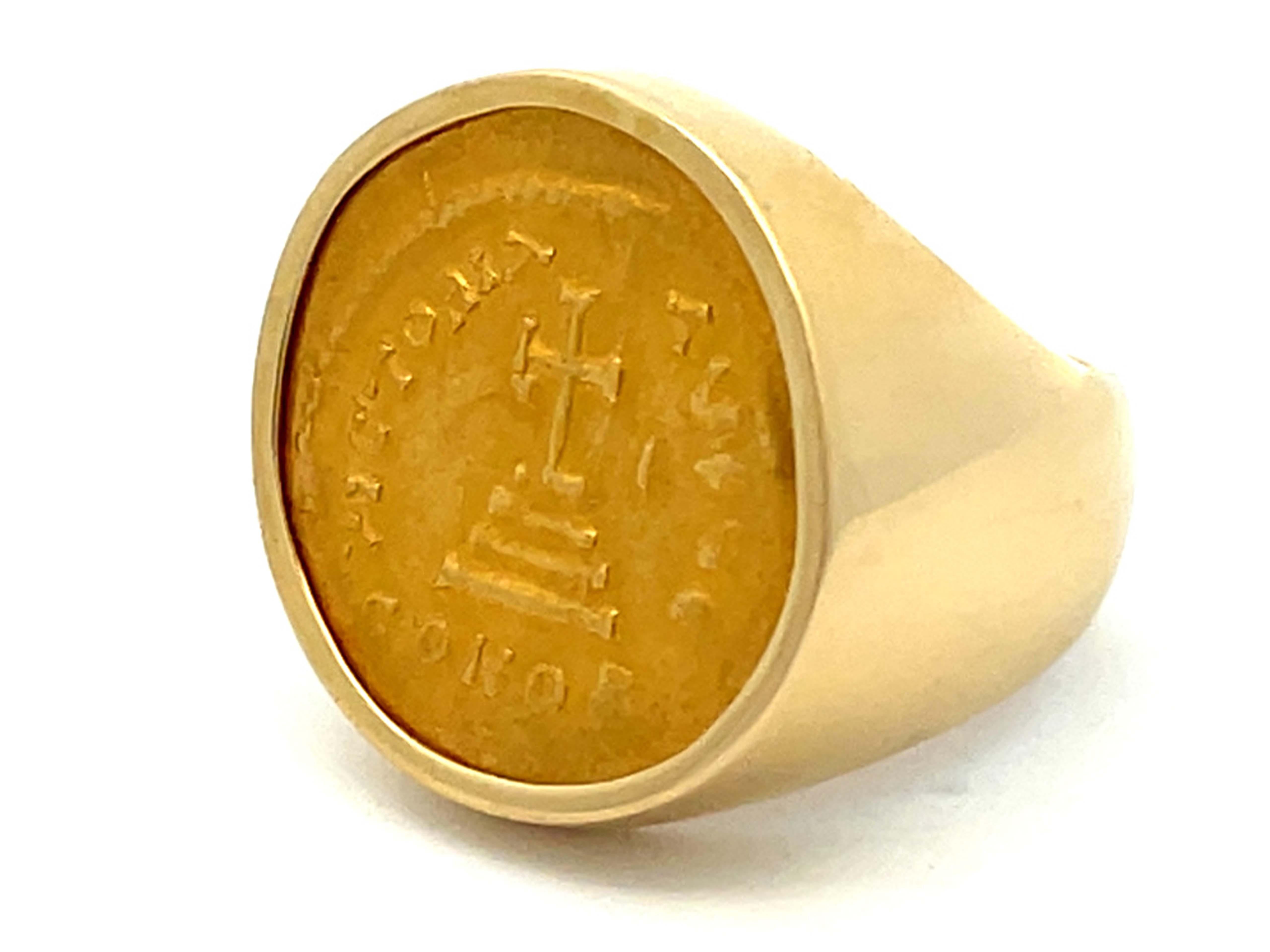 Men's Jorge Adeler Heraclius Gold Coin Ring in 18Karat Yellow Gold For Sale