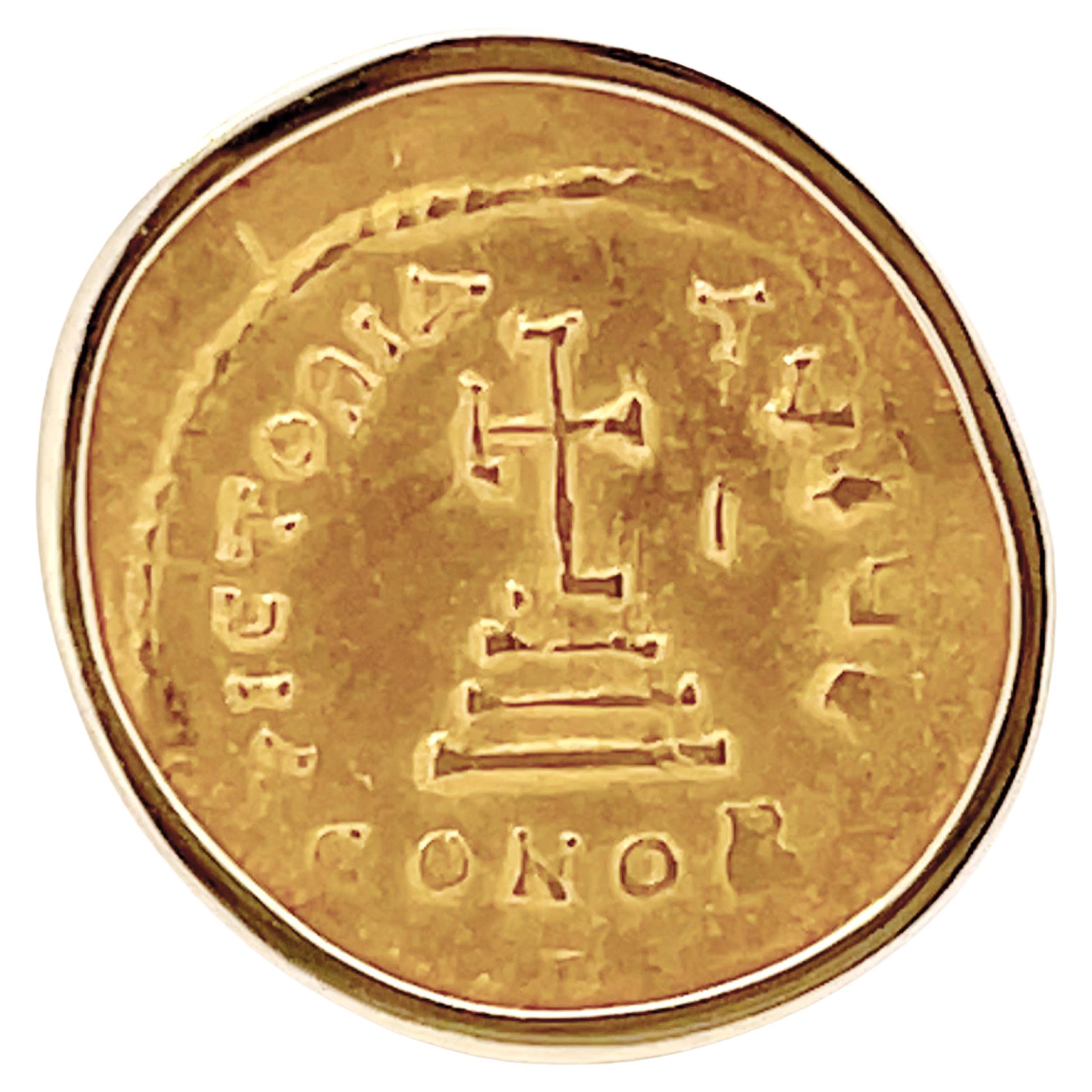 Jorge Adeler Heraclius Gold Coin Ring in 18Karat Yellow Gold For Sale