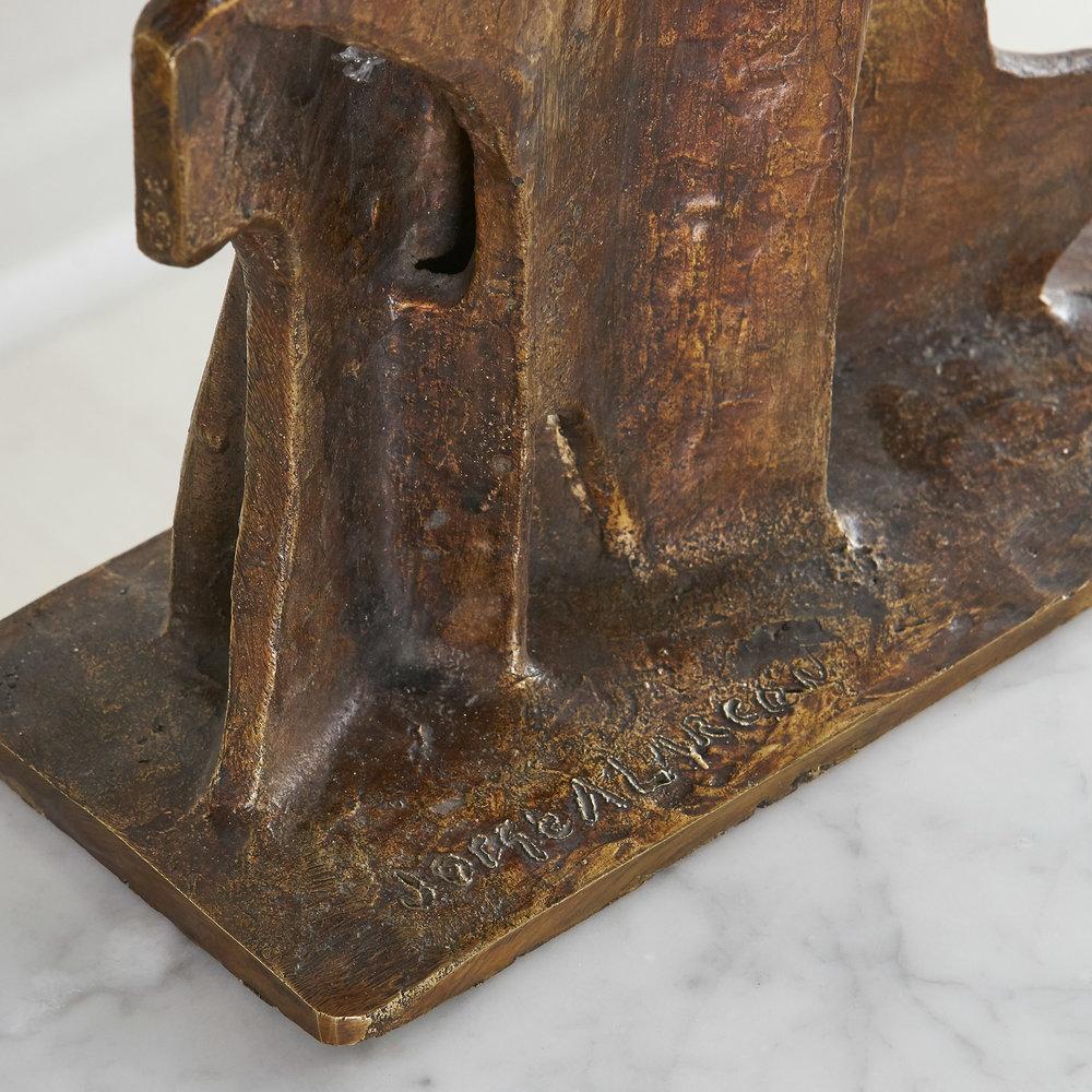 A patinated bronze sculpture by Mexican Artist Jorge Alarcon (1933-), sourced in Mexico City. 

Dimensions: 10” W x 15.5” H x 4” D

Condition: Excellent.
