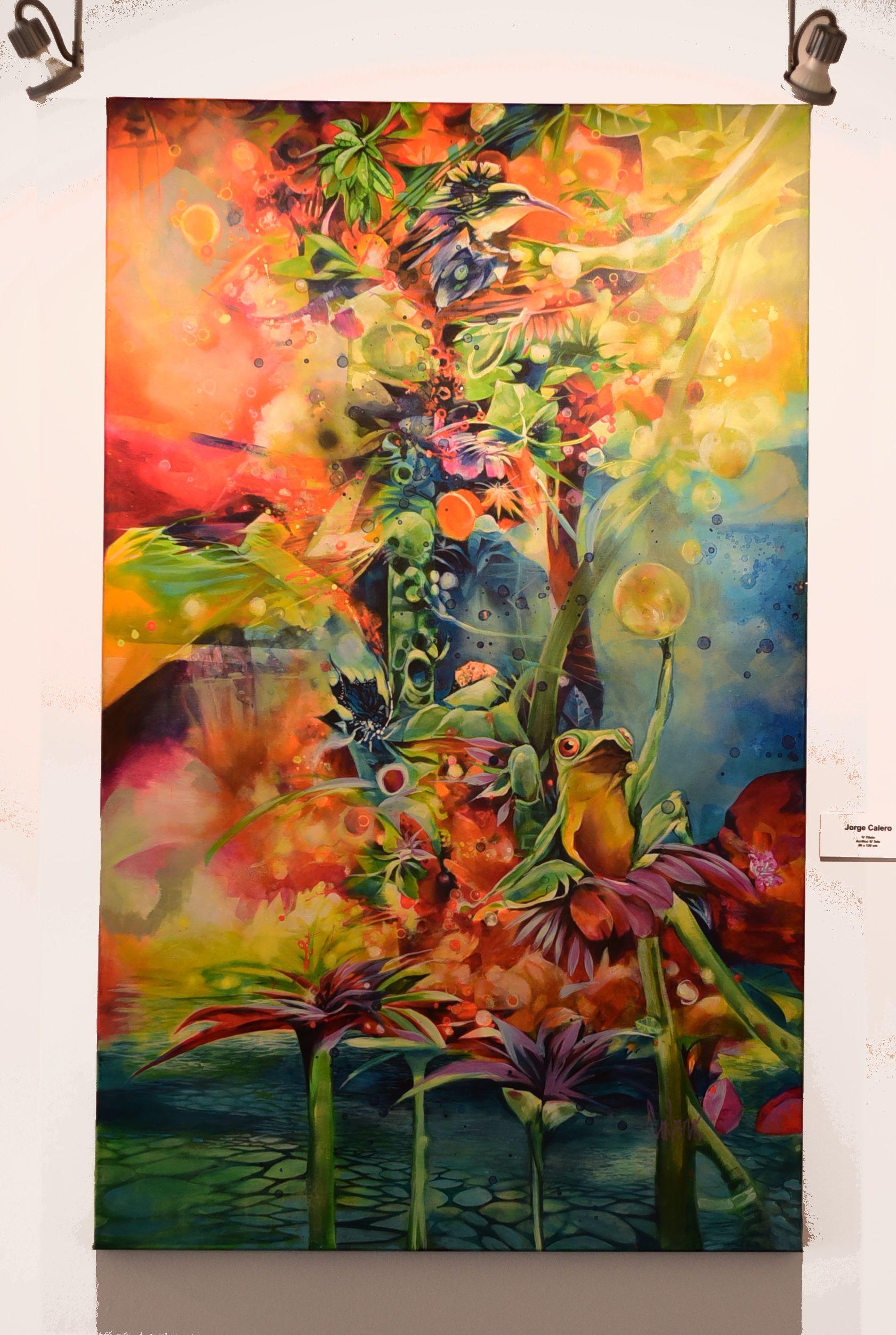 Chasser les bulles, peinture, acrylique sur toile - Expressionniste Painting par Jorge Calero
