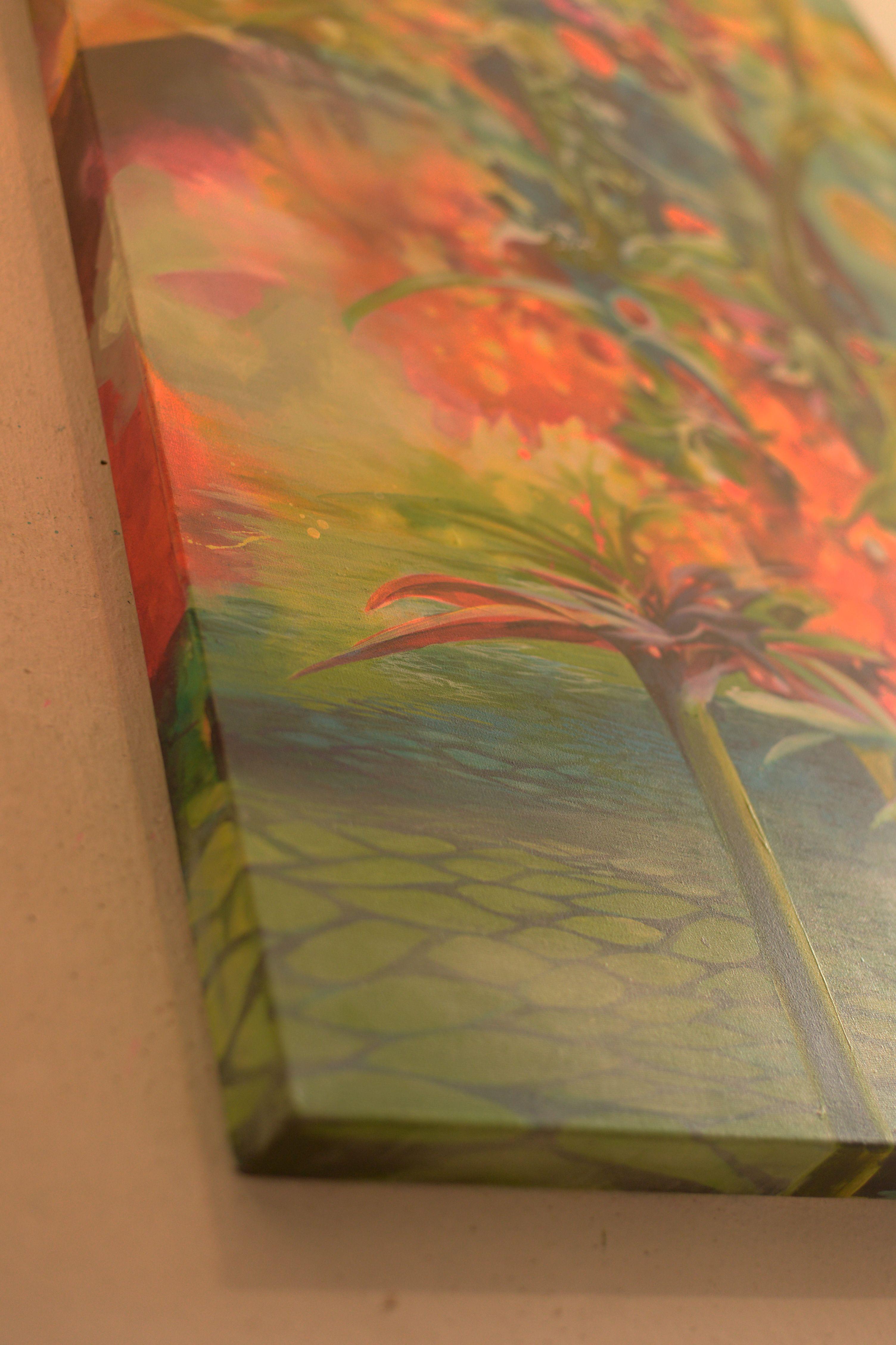 Chasser les bulles, peinture, acrylique sur toile en vente 1