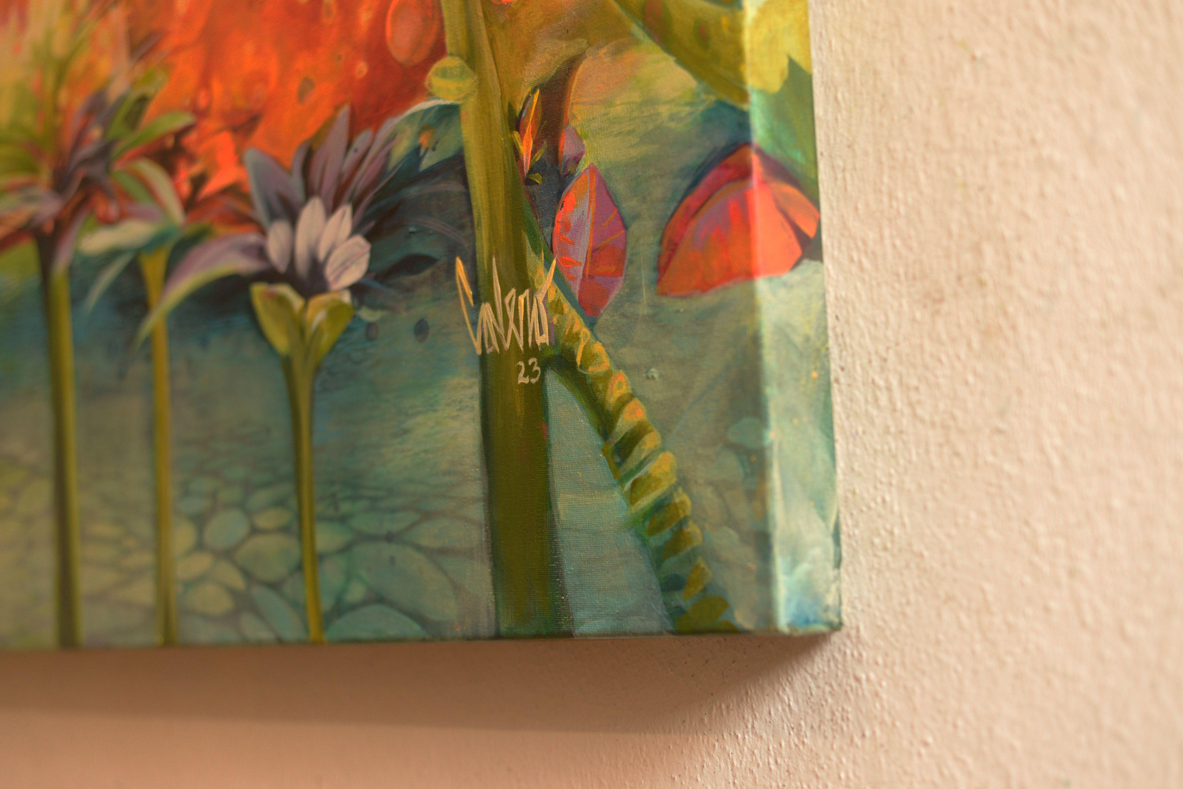 Chasser les bulles, peinture, acrylique sur toile en vente 2