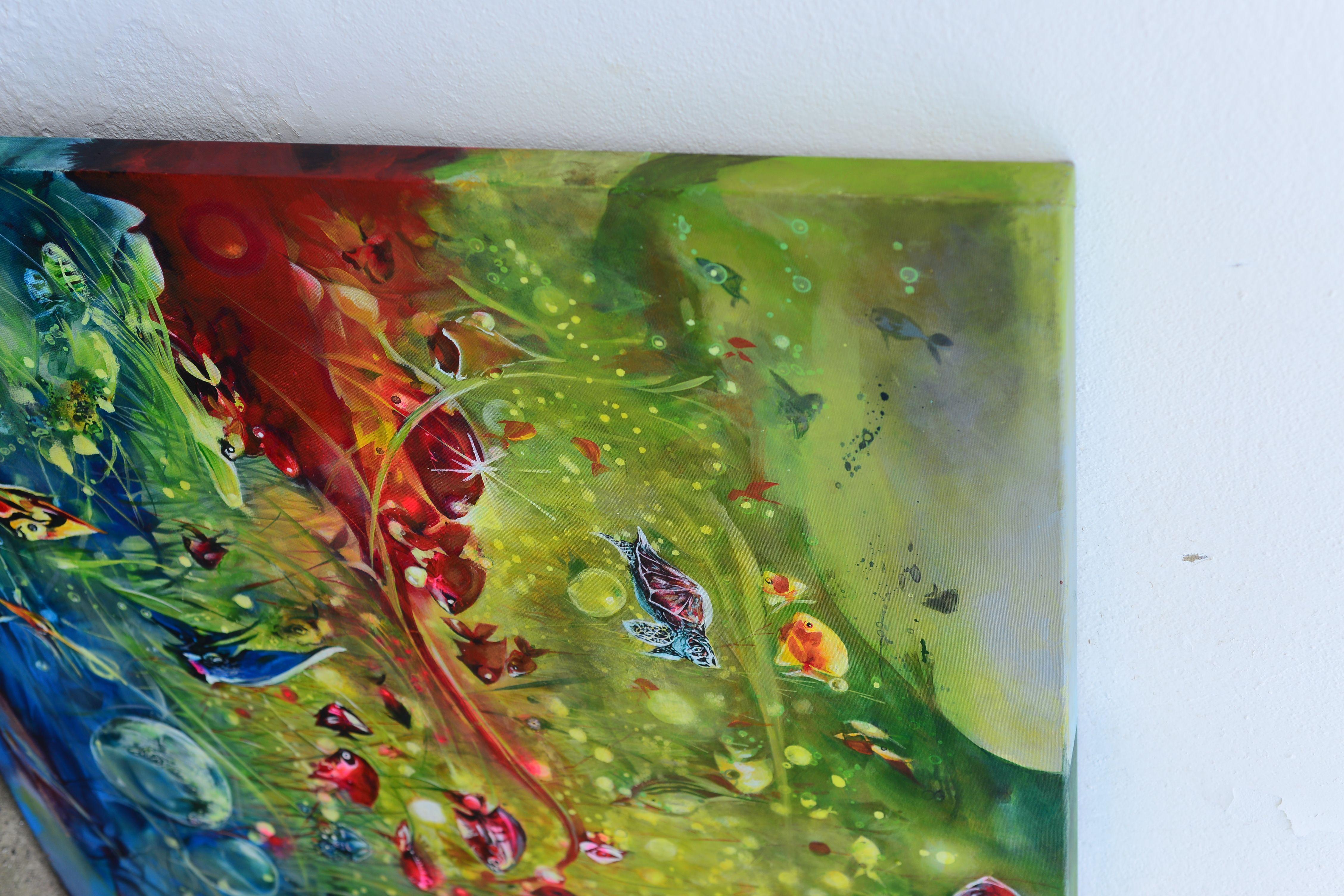 Tortues, peinture, acrylique sur toile - Expressionniste Painting par Jorge Calero
