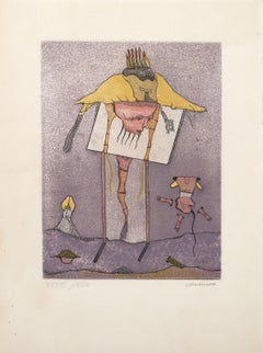 Surreale Meereslandschaft, surrealistische Radierung und Aquatinta von Jorge Camacho