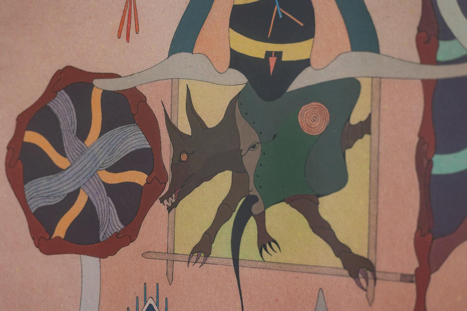 Jorge Camacho. Arbeit Clan der Koyoten. Jahr 1992. (Eichenholz) im Angebot