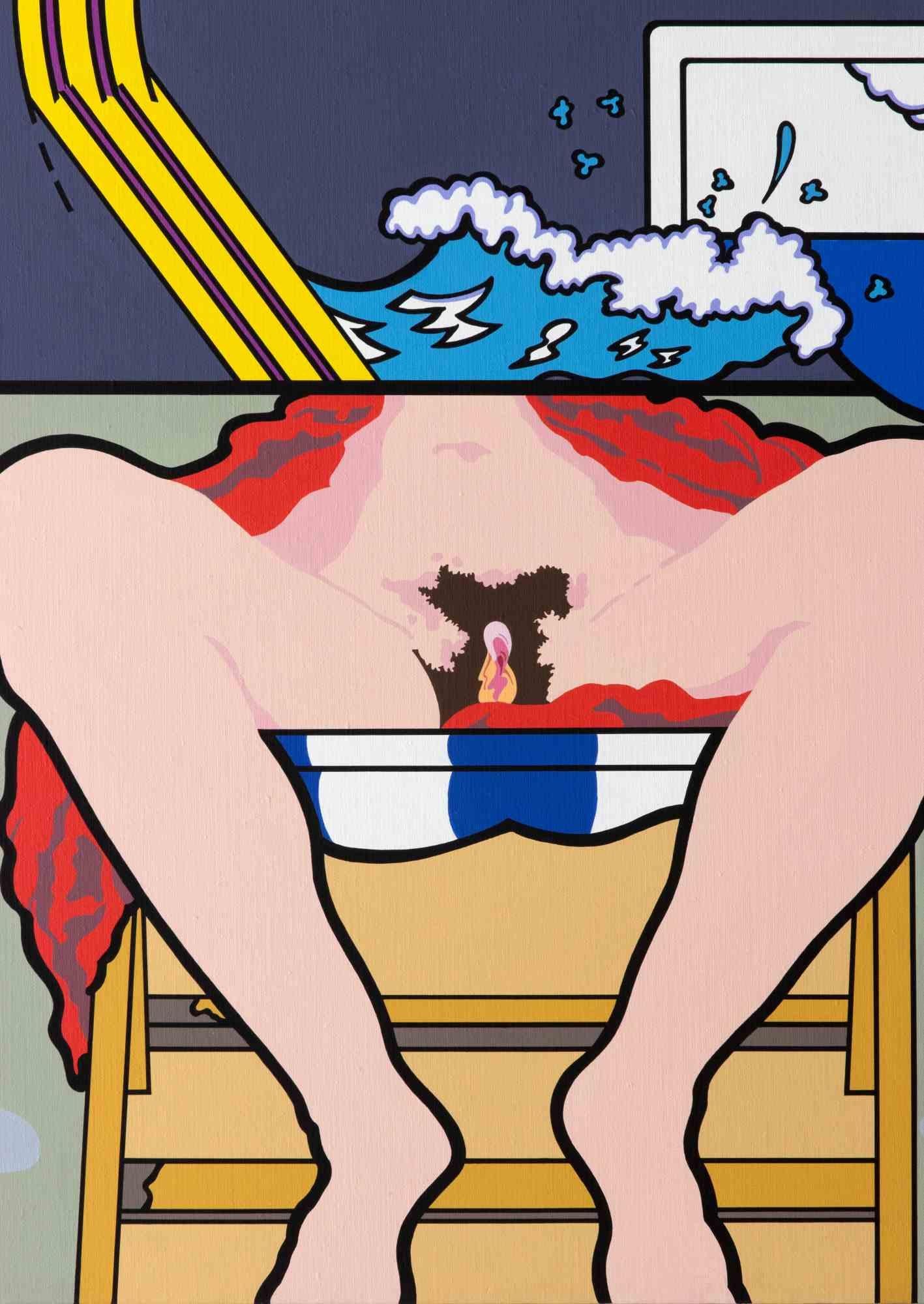 Composición Sobre Mujer - óleo de J. Carruana - 1977 - Painting de Jorge Carruana