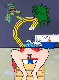 Composition About Woman - oil paint by J. Carruana - 1977