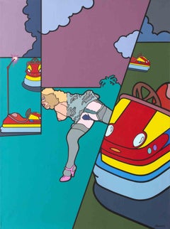 Dodgem - Pintura al óleo de J. Carruana - 1977