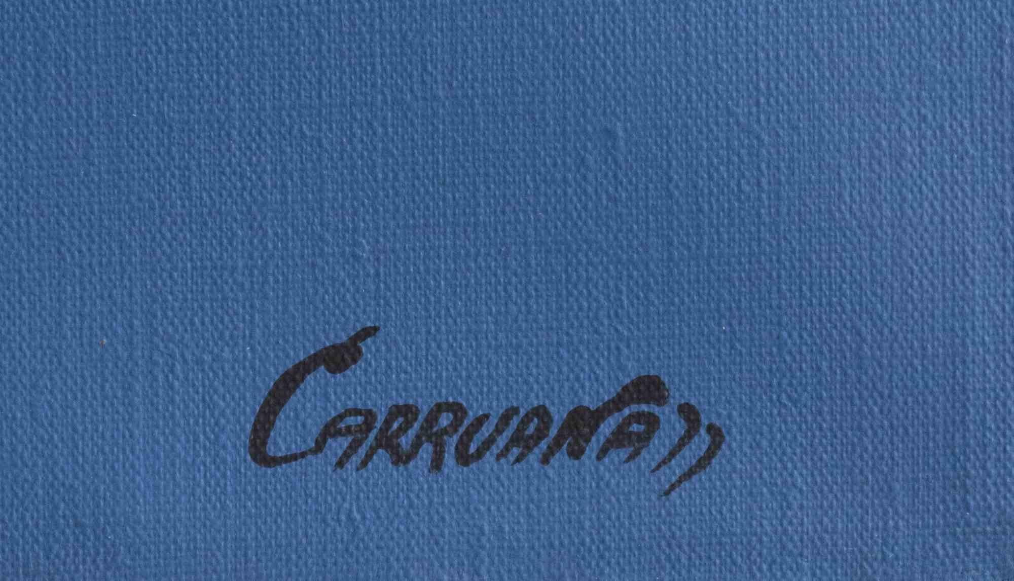 Swimming in a Female Water - oil paint by J. Carruana - 1977 - Painting by Jorge Carruana