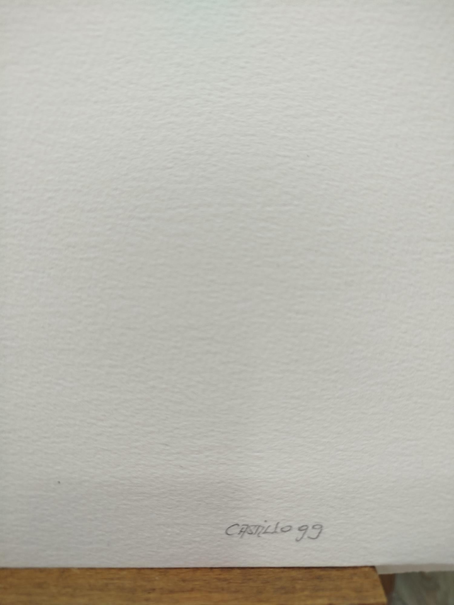 Castillo Compañeros litografia espressionista astratta - Abstract Painting Grigio di Jorge Castillo