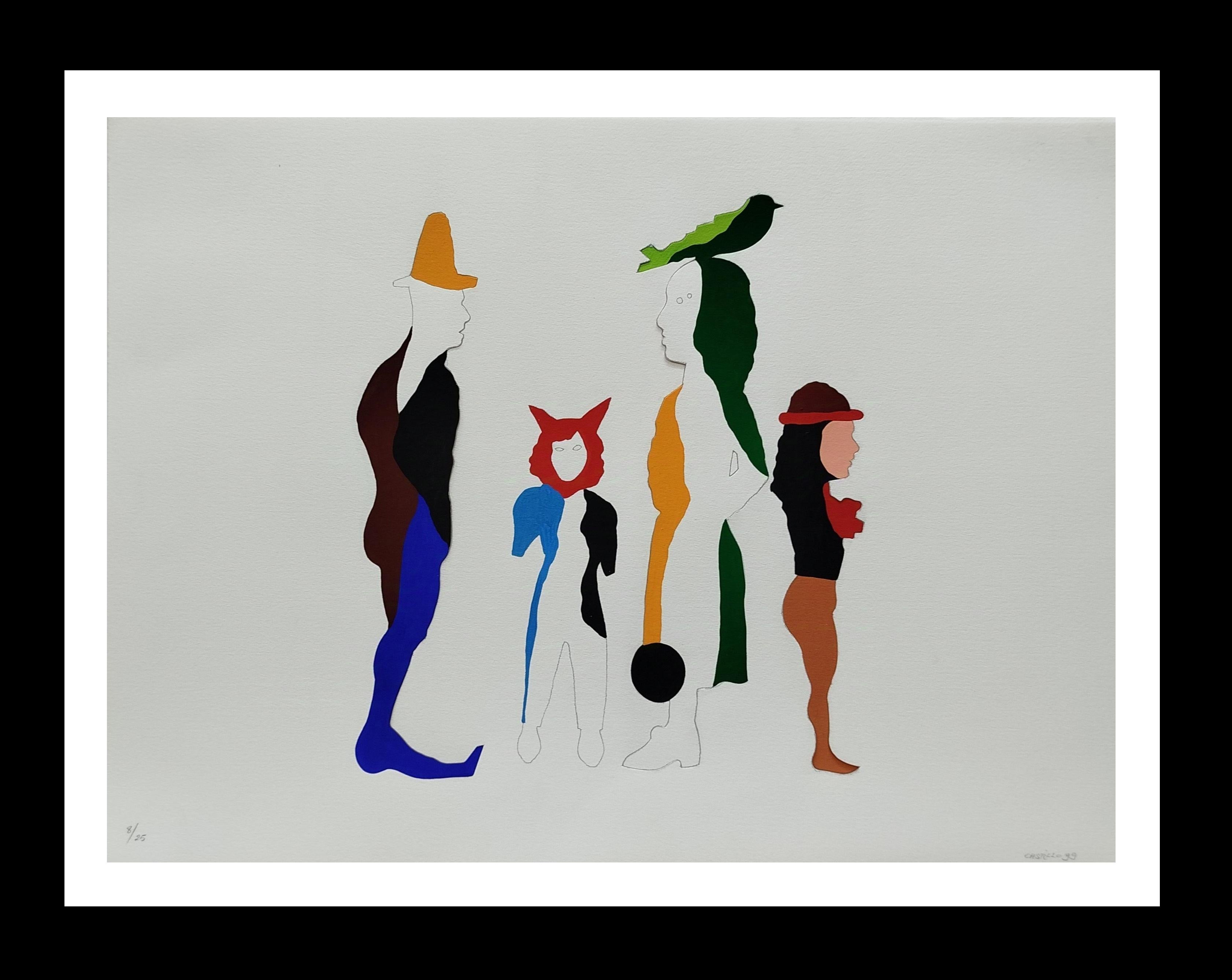 Abstract Painting Jorge Castillo - Castillo 15  Compañeros expressionniste abstrait litografia
