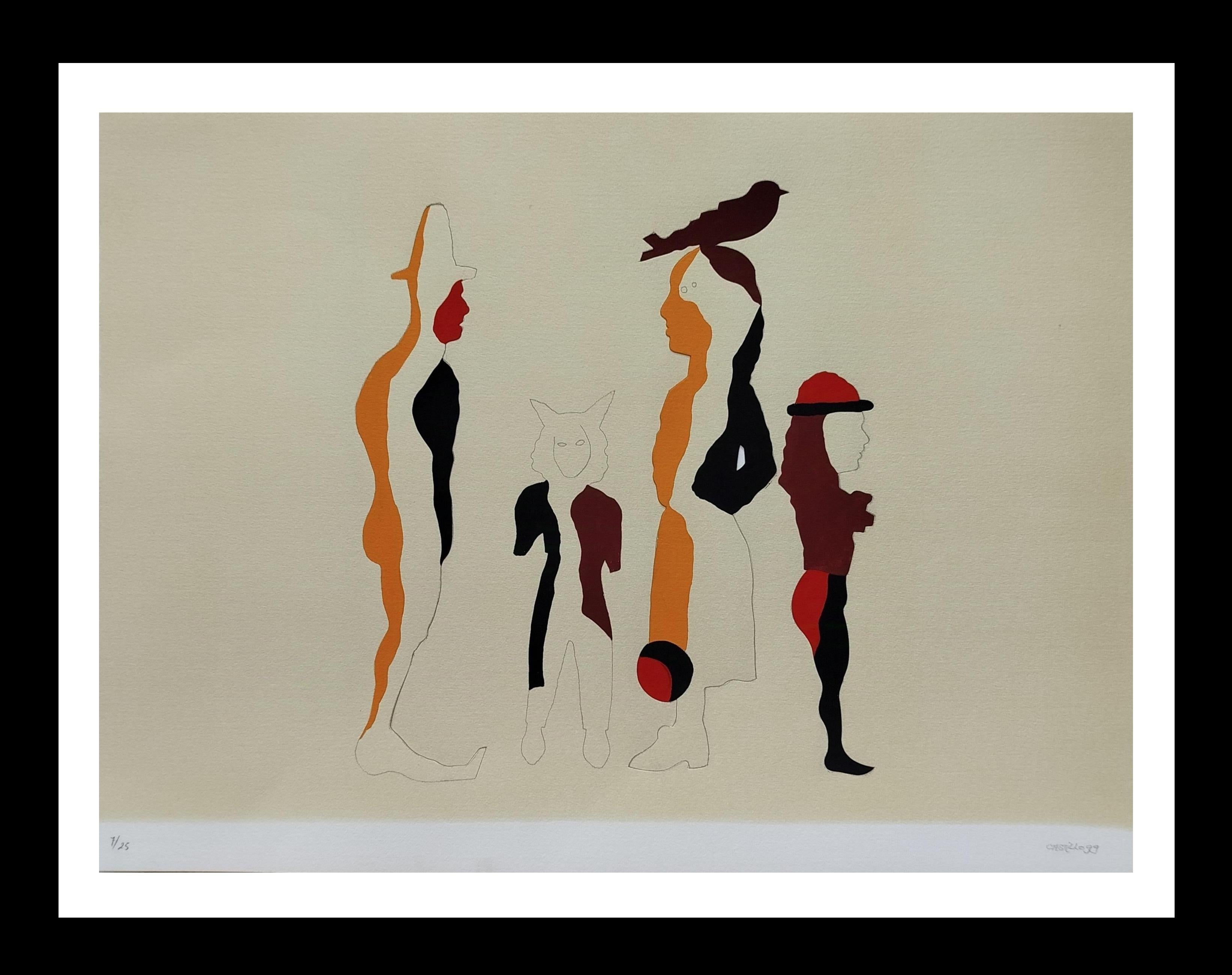 Castillo Compañeros expressionist abstract litografia