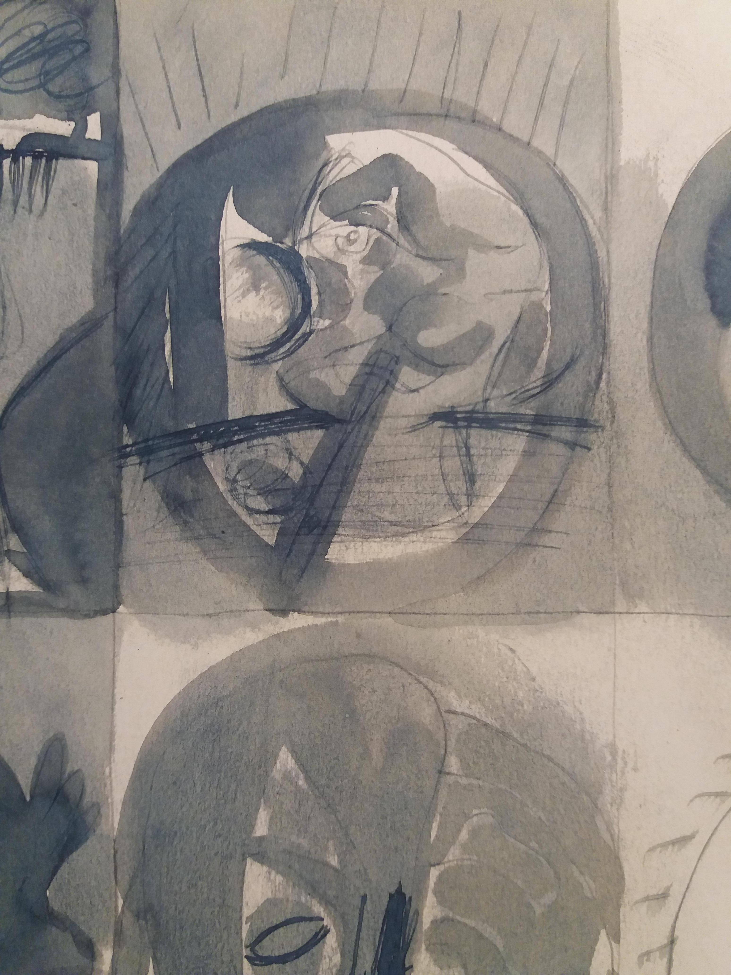 Far west peinture originale expressionniste abstraite sur papier
 CASTILLO, Jorge (Pontevedra, 1933).
Depuis l'enfance, Jorge Castillo est passionné par le dessin, et il ne faut que dix ans, avec des crayons de couleur, pour obtenir sa première