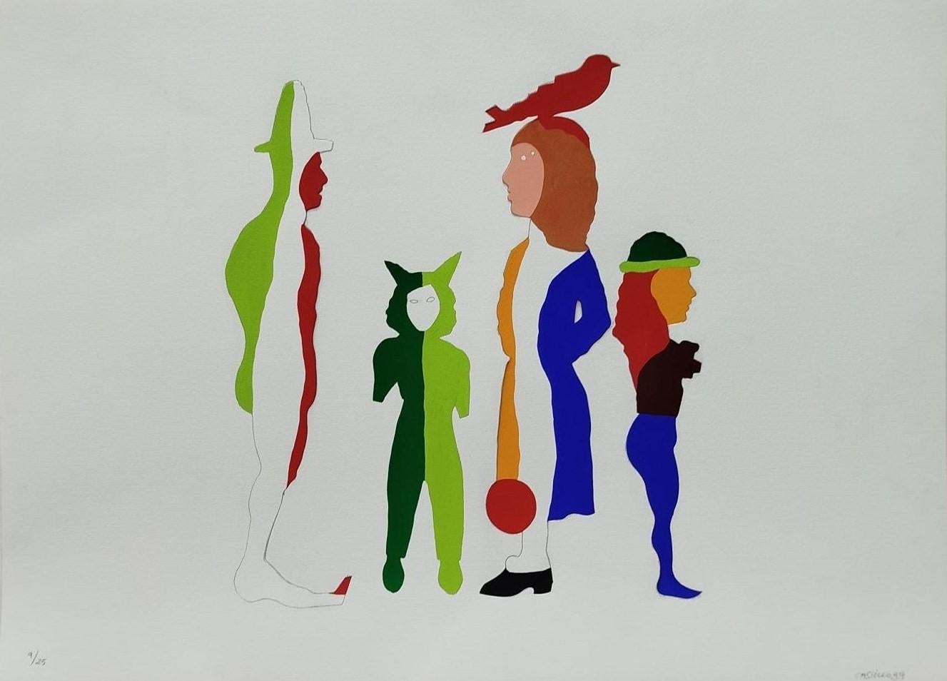 die-cut, lithograph, colored with guoache
 CASTILLO, Jorge (Pontevedra, 1933).
Since childhood, Jorge Castillo is passionate about drawing, and takes only ten years, with crayons, your first copy of Rubens. According to Castillo, the painting by