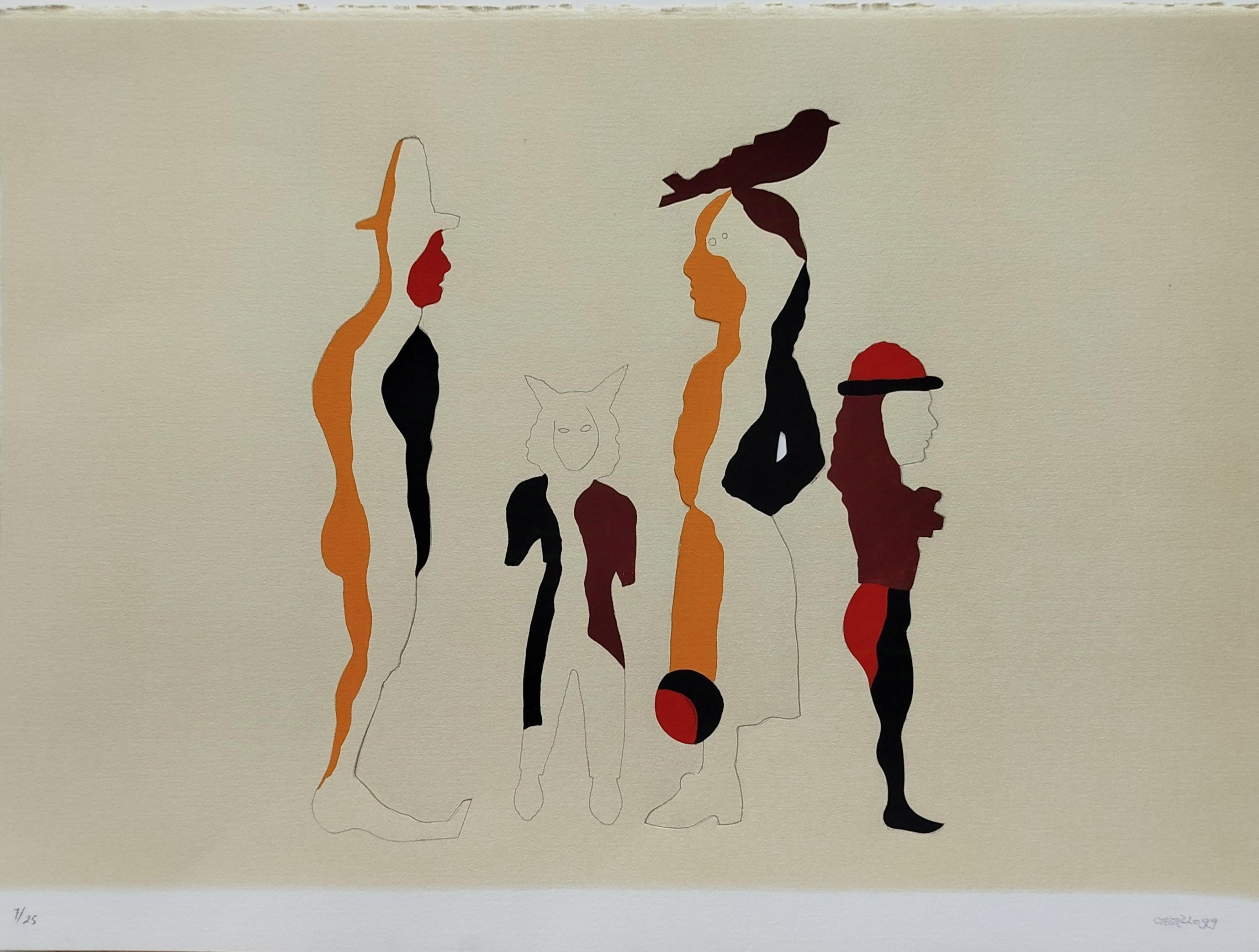 Castillo  Compañeros expressionist abstract litografia For Sale 1