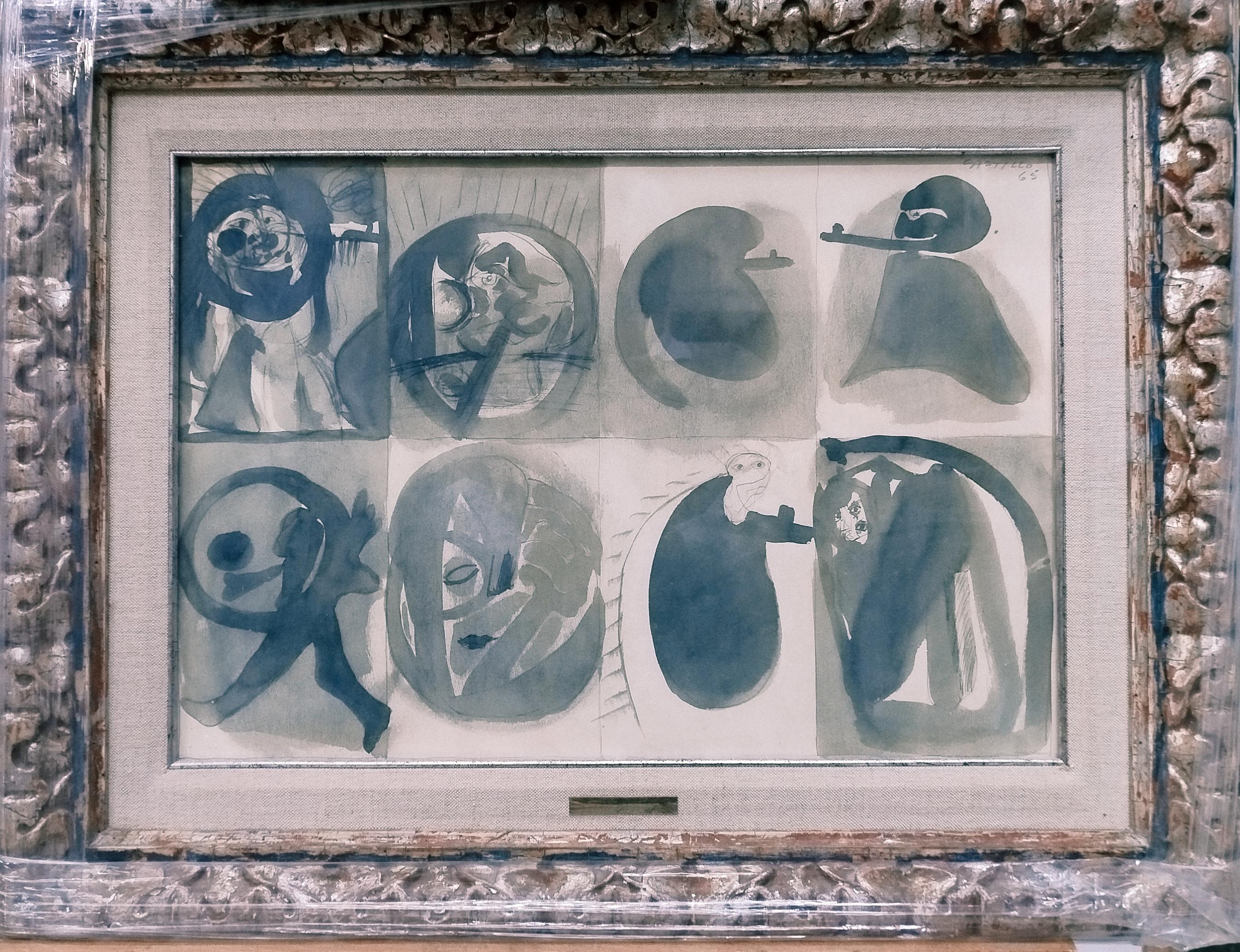 Castillo  Far West  original expressionist abstract paper painting For Sale 5