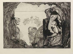 Vintage Homage to Michelangelo - Etching by Jorge Castillo - 1975