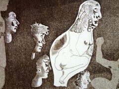 Jorge Castillo - EROTIC COMPOSITION Etching on paper Spanish Surrealism