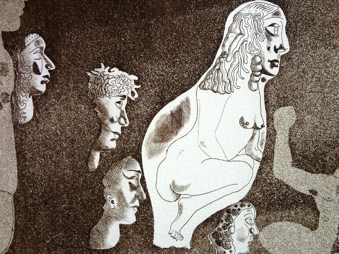 Jorge Castillo - COMPOSIZIONE EROTICA Acquaforte su carta Surrealismo spagnolo in vendita 1