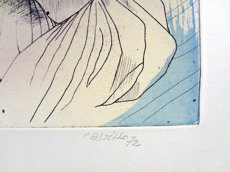 Castillo MARIENZA EN DOMINGO Etching Spanish Surrealism Interior Design Blue Feminine