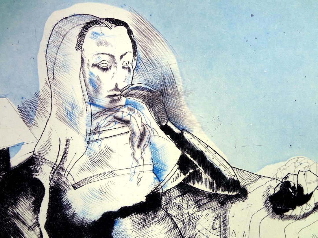 Jorge Castillo - MARIENZA EN DOMINGO Etching Spanish Surrealism Feminine For Sale 1