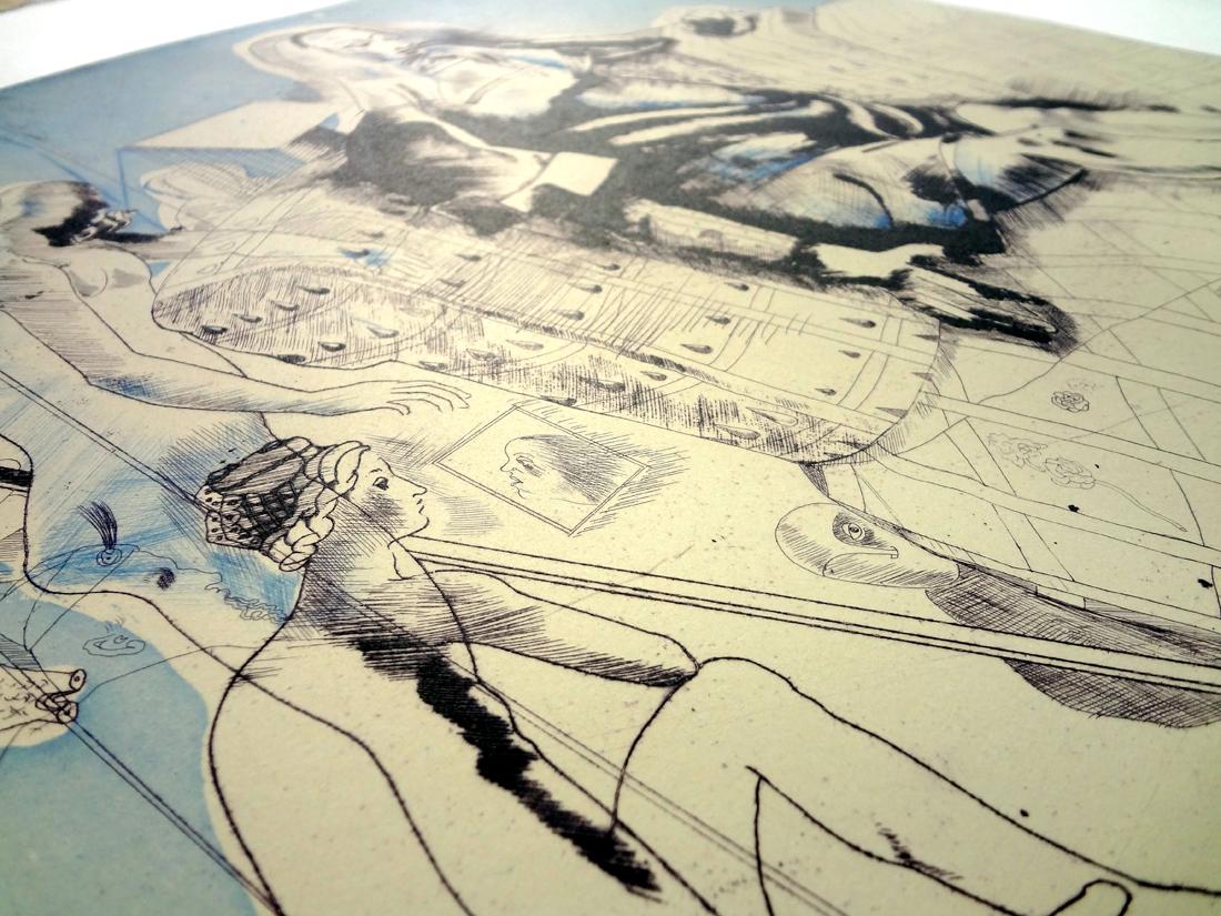 Jorge Castillo - MARIENZA EN DOMINGO Etching Spanish Surrealism Feminine For Sale 2