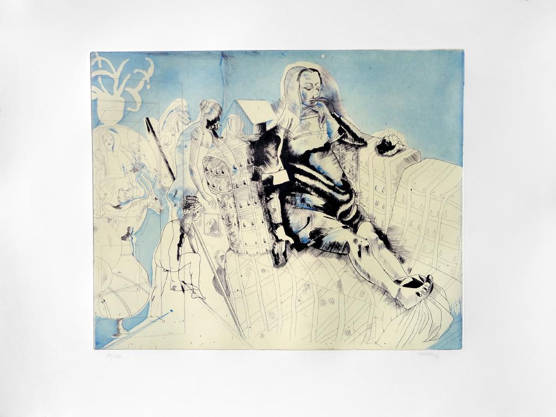 Jorge Castillo - MARIENZA EN DOMINGO Etching Spanish Surrealism Feminine