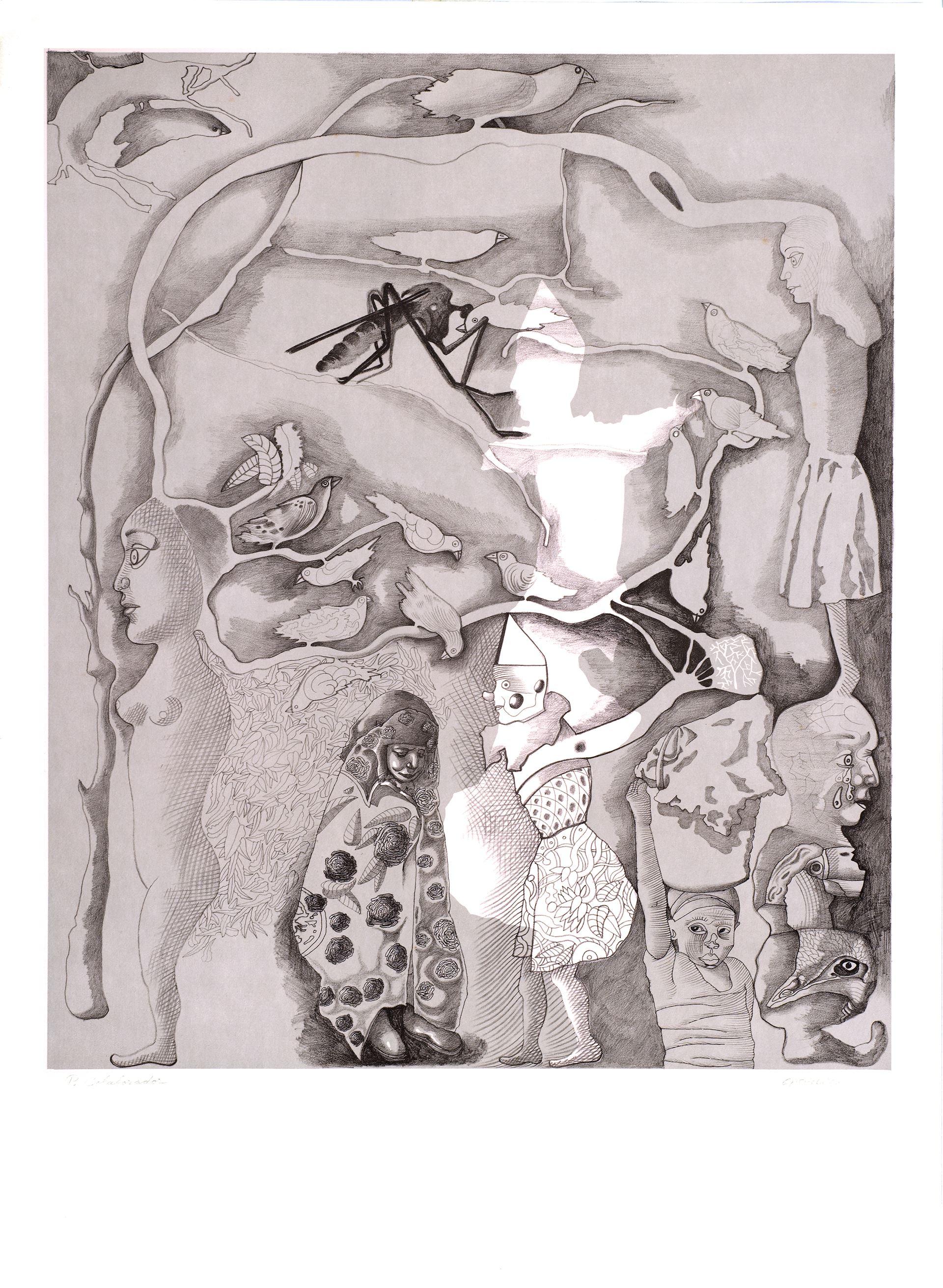 Jorge Castillo Figurative Print - Spanish signed limited edition original art print lithograph 30x22 in. n12