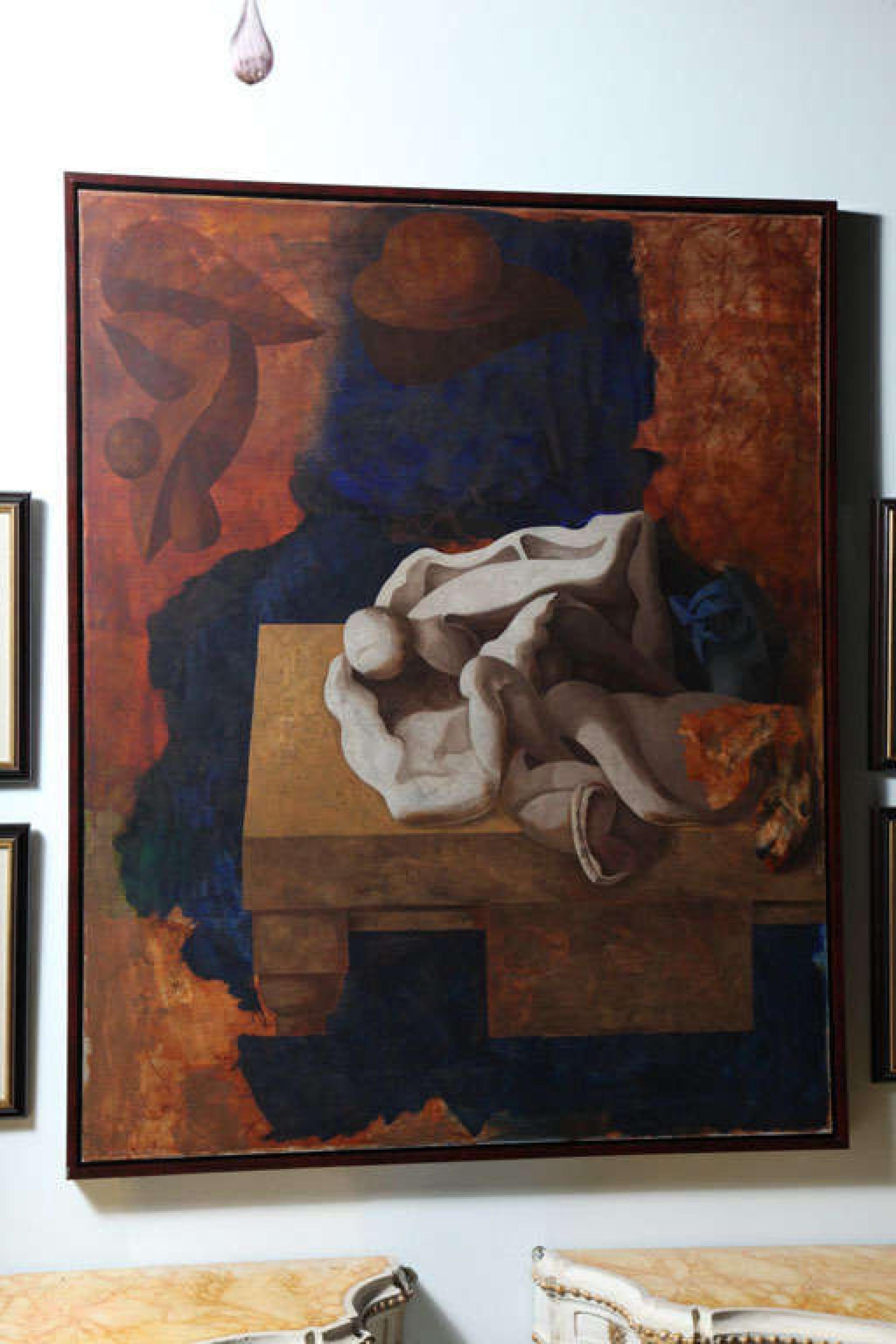 Abstraktes spanisches Gemälde aus der Mitte des Jahrhunderts, Öl auf Leinwand, Jorge Castillo (ohne Titel) (Handbemalt) im Angebot
